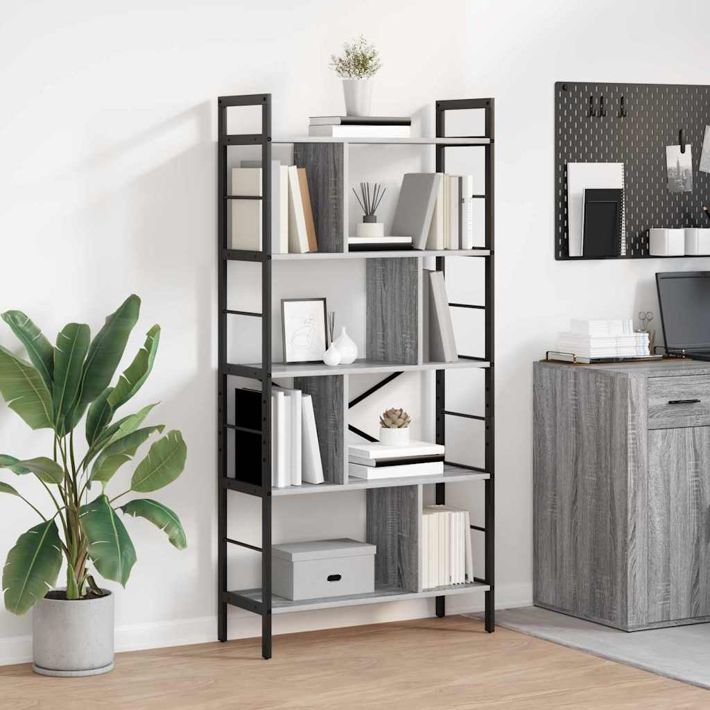 Boekenkast Grijs Sonoma 75 x 30 x 156 cm Bewerkt hout is nu te koop bij PeponiXL, paradijselijk wonen!