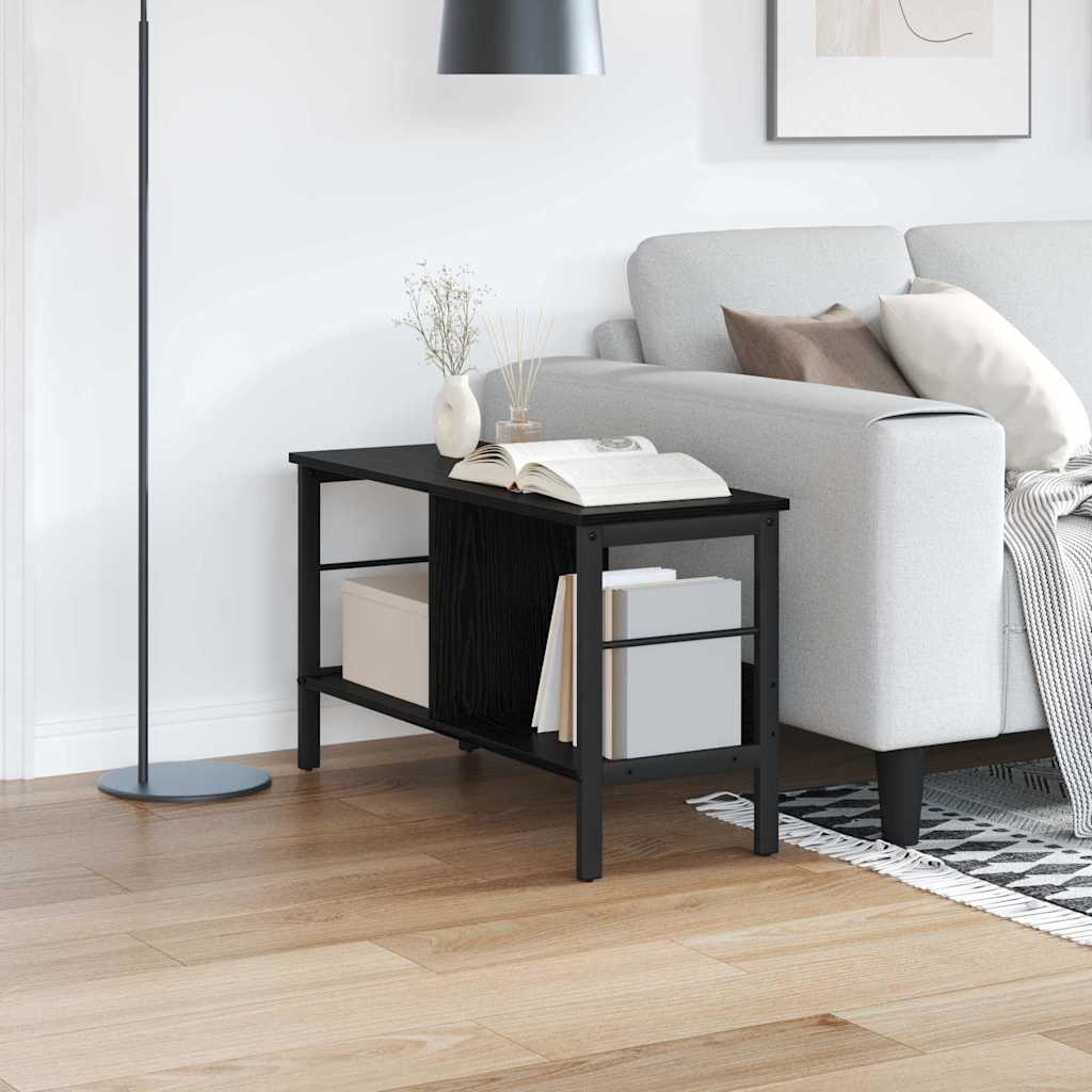 Boekenkast Zwart Eiken 82 x 32 x 47 cm Bewerkt hout is nu te koop bij PeponiXL, paradijselijk wonen!