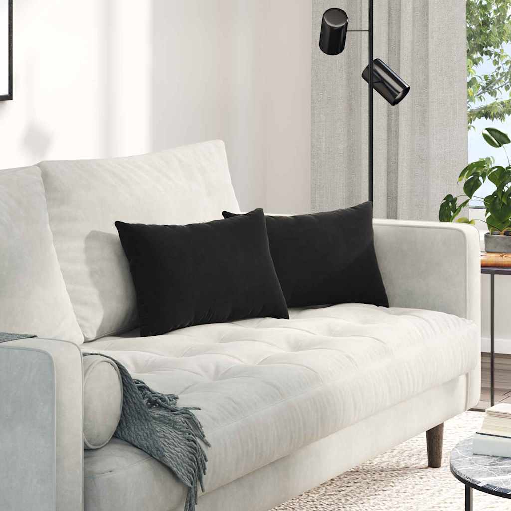 Sofa Kussens 2 stuks Zwart 50 x 30 cm Cordstof is nu te koop bij PeponiXL, paradijselijk wonen!