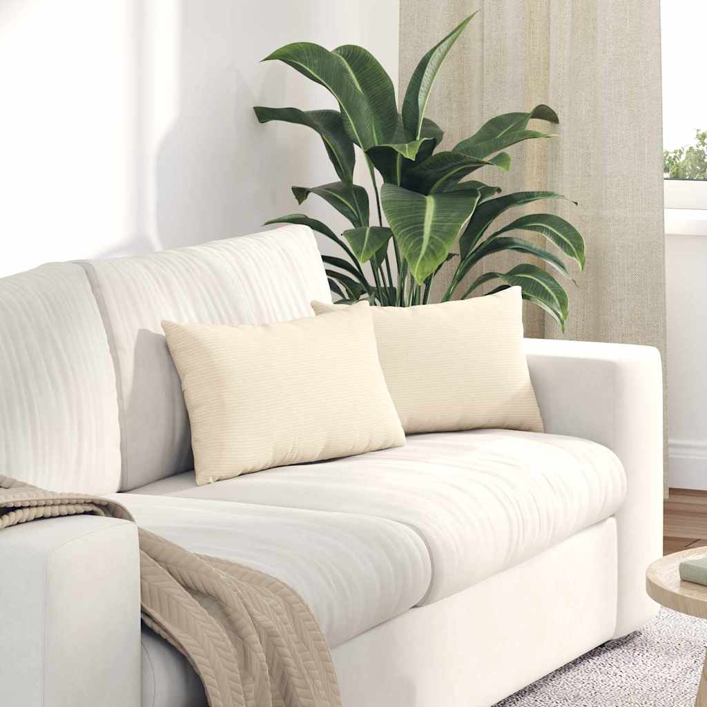 Sofa Kussens 2 stuks Crème 50 x 30 cm Cordstof is nu te koop bij PeponiXL, paradijselijk wonen!