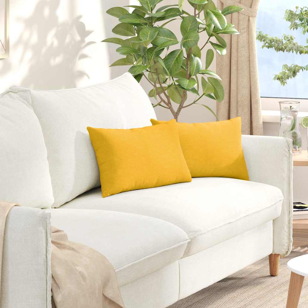 Sofa Kussens 2 stuks Lichtgeel 50 x 30 cm Cordstof is nu te koop bij PeponiXL, paradijselijk wonen!