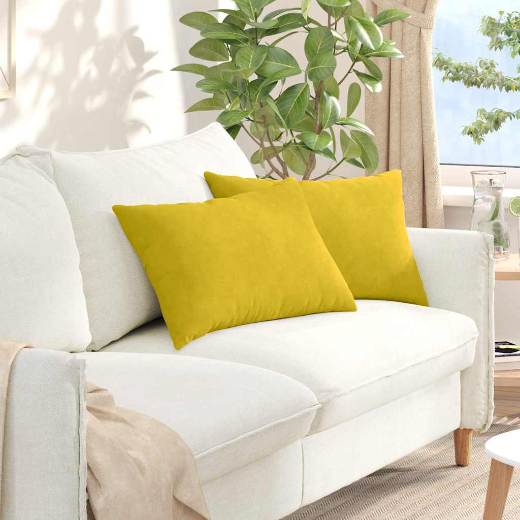 Sofa Kussens 2 stuks Geel 60 x 40 cm Cordstof is nu te koop bij PeponiXL, paradijselijk wonen!
