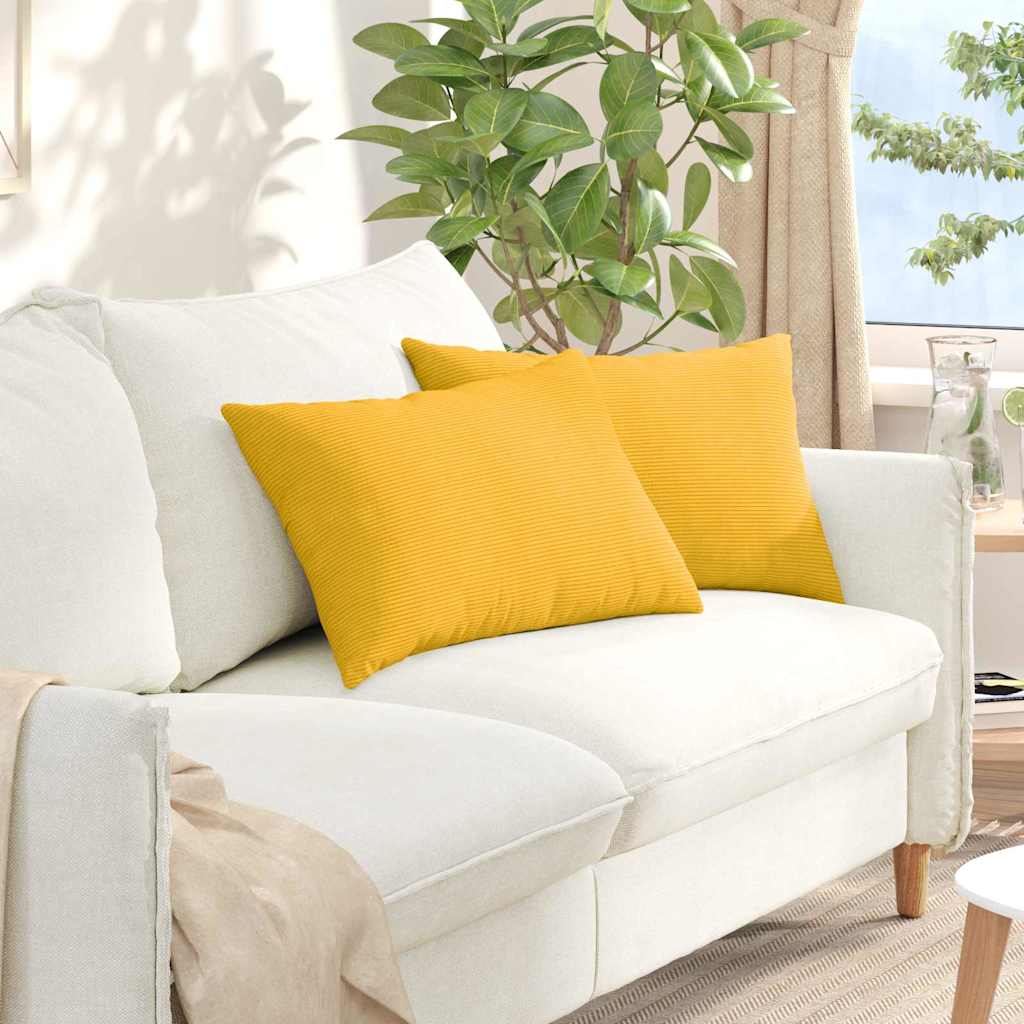 Sofa Kussens 2 stuks Lichtgeel 60 x 40 cm Cordstof is nu te koop bij PeponiXL, paradijselijk wonen!
