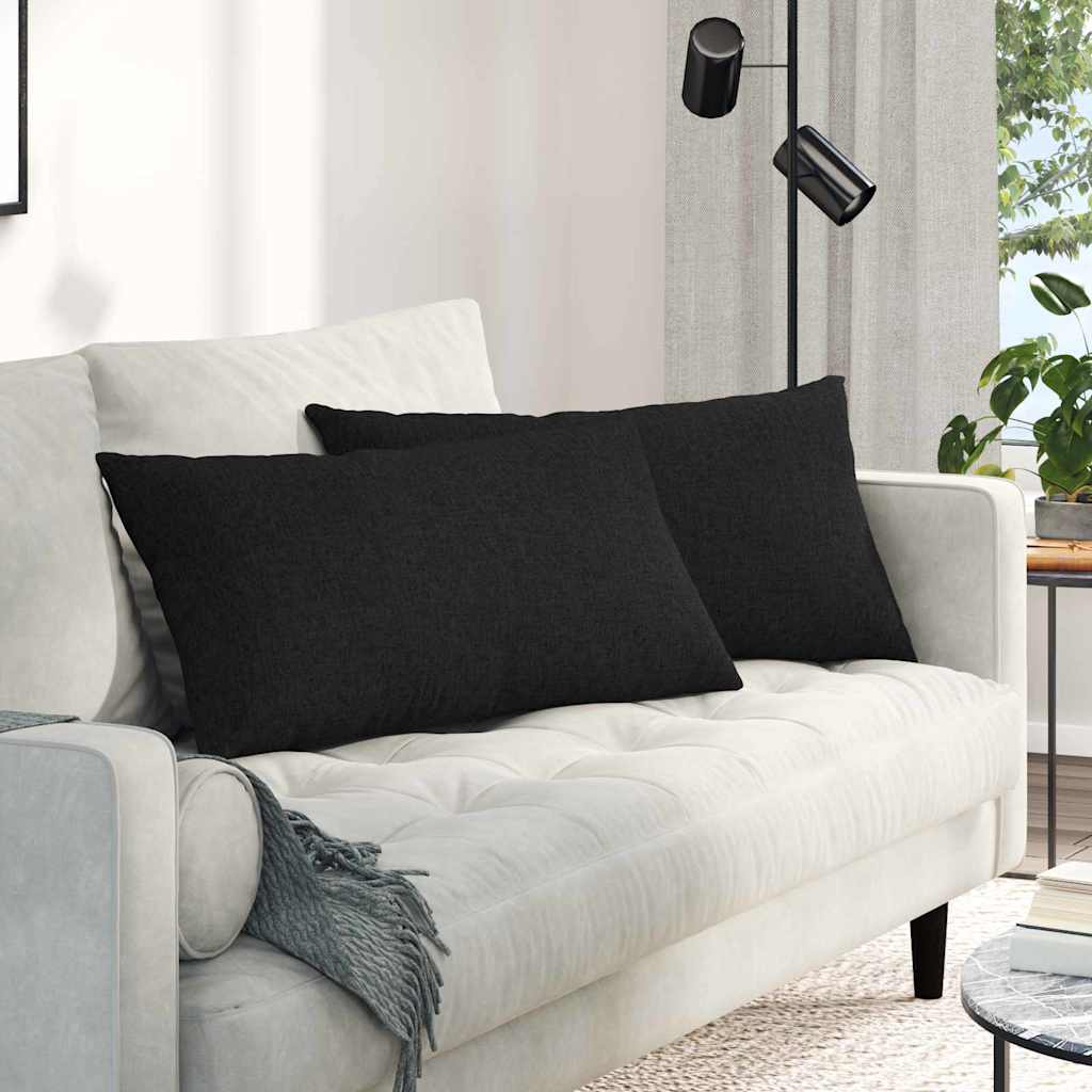 Sofa Kussens 2 pcs Zwart 80 x 40 cm Stof is nu te koop bij PeponiXL, paradijselijk wonen!