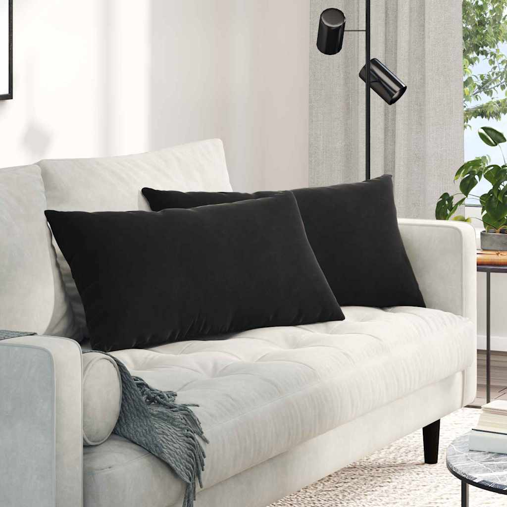 Sofa Kussens 2 stuks Zwart 80 x 40 cm Cordstof is nu te koop bij PeponiXL, paradijselijk wonen!