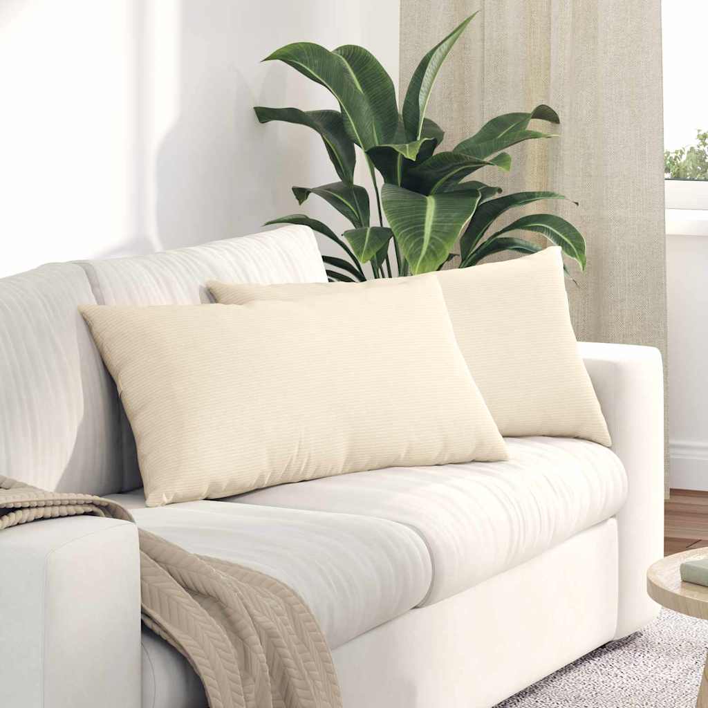 Sofa Kussens 2 stuks Crème 80 x 40 cm Cordstof is nu te koop bij PeponiXL, paradijselijk wonen!