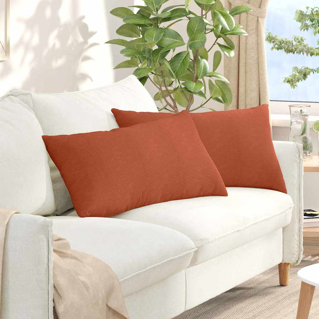 Sofa Kussens 2 stuks Rood-oranje 80 x 40 cm Cordstof is nu te koop bij PeponiXL, paradijselijk wonen!