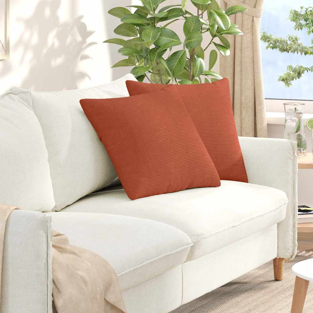 Sofa Kussens 2 stuks Rood-oranje 50 x 50 cm Cordstof is nu te koop bij PeponiXL, paradijselijk wonen!