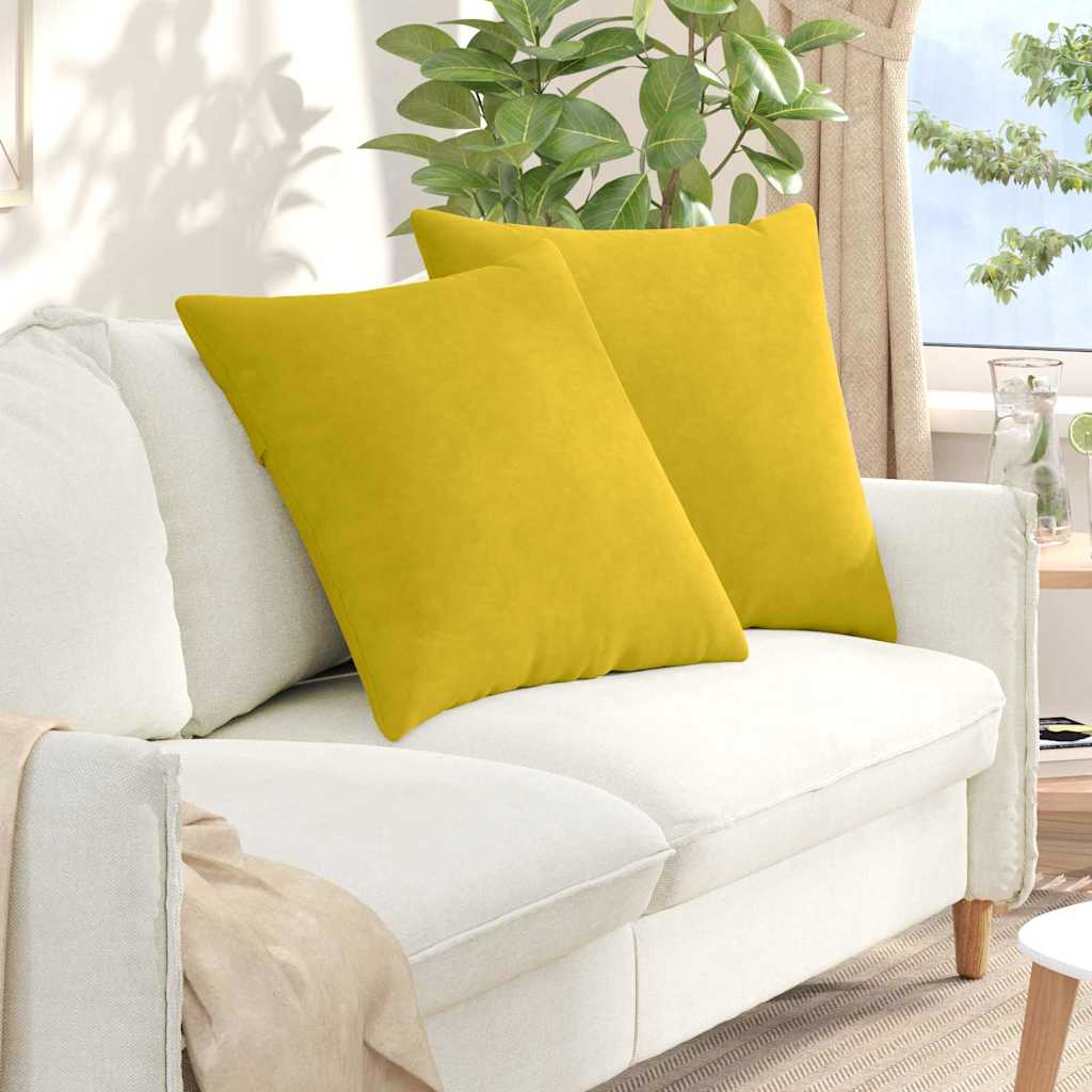 Sofa Kussens 2 stuks Geel 60 x 60 cm Cordstof is nu te koop bij PeponiXL, paradijselijk wonen!