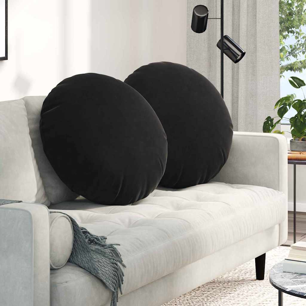 Zitkussens 2 pcs Zwart Ø60 x 21 cm Fluweel is nu te koop bij PeponiXL, paradijselijk wonen!