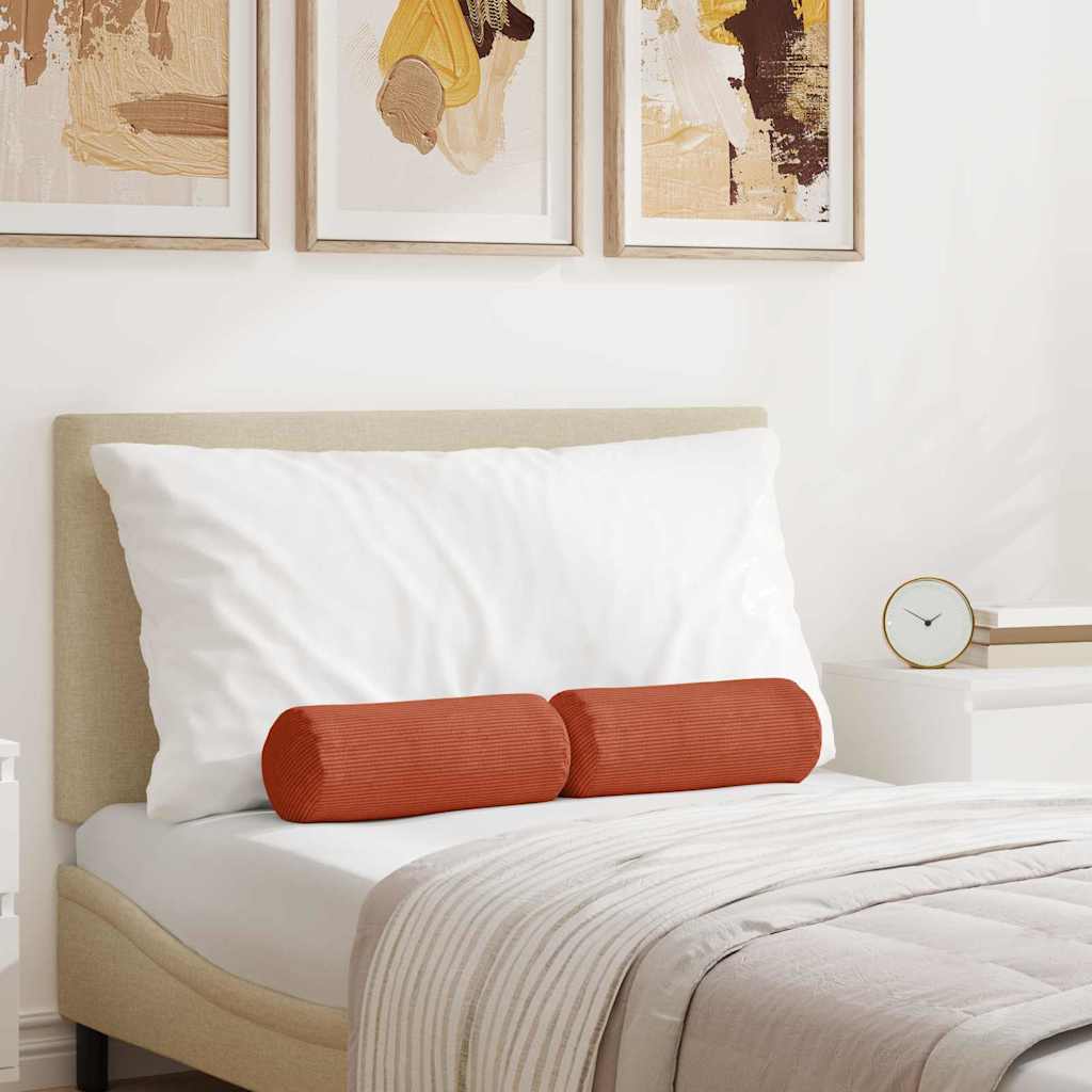 Bolster Kussens 2 stuks Rood-oranje Ø 15 x 40 cm Cordstof is nu te koop bij PeponiXL, paradijselijk wonen!