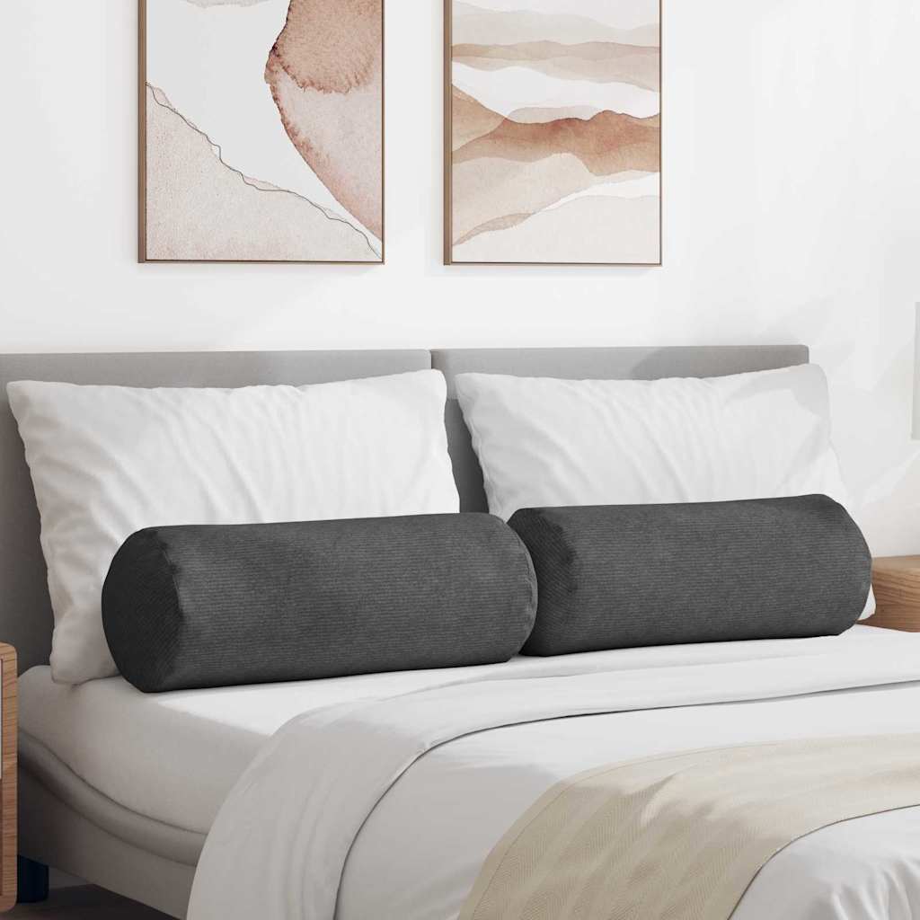 Bolster Kussens 2 stuks Donkergrijs Ø 25 x 70 cm Cordstof is nu te koop bij PeponiXL, paradijselijk wonen!