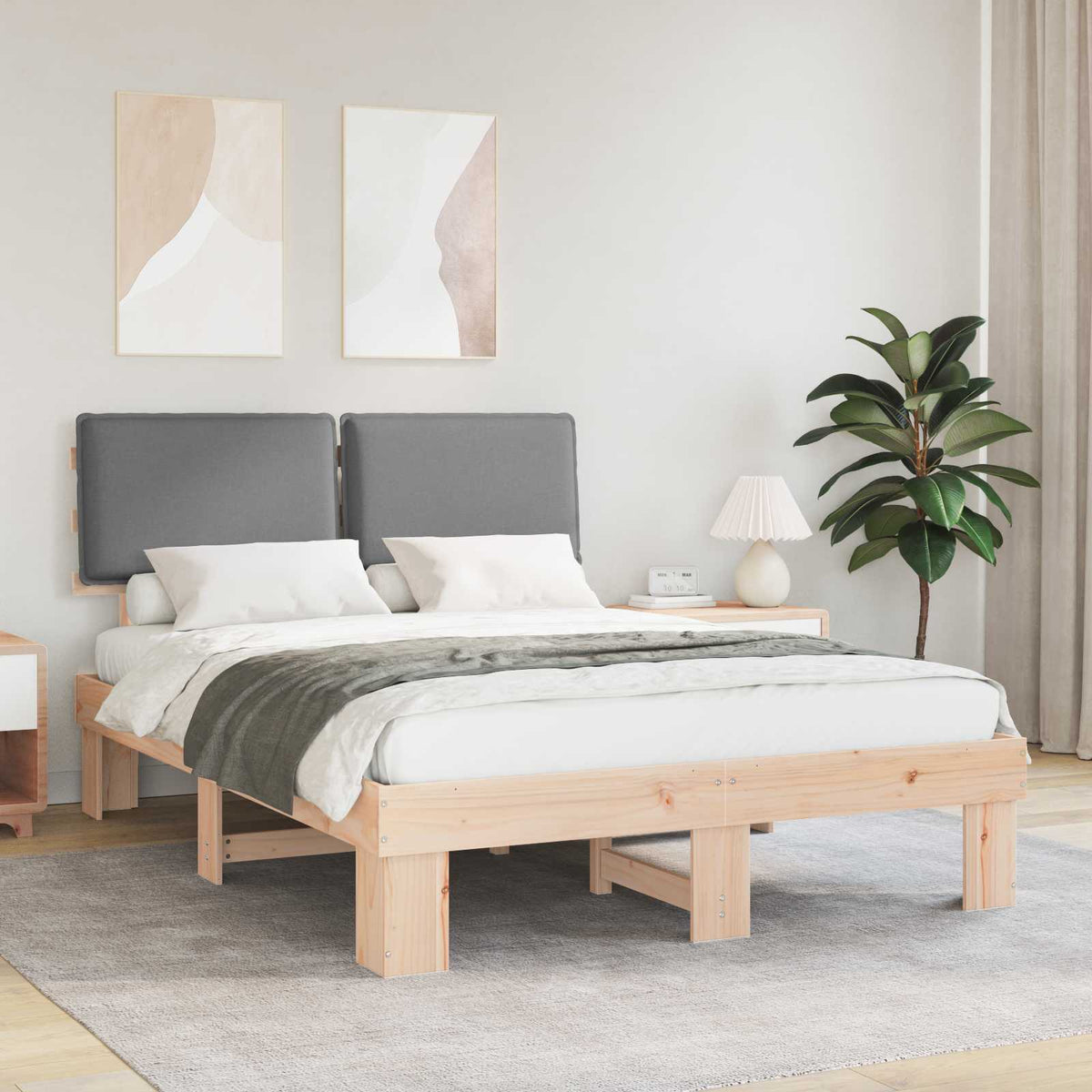 Bedframe met Gevoerd Hoofdgedeelte Lichtgrijs 160 x 200 cm is nu te koop bij PeponiXL, paradijselijk wonen!