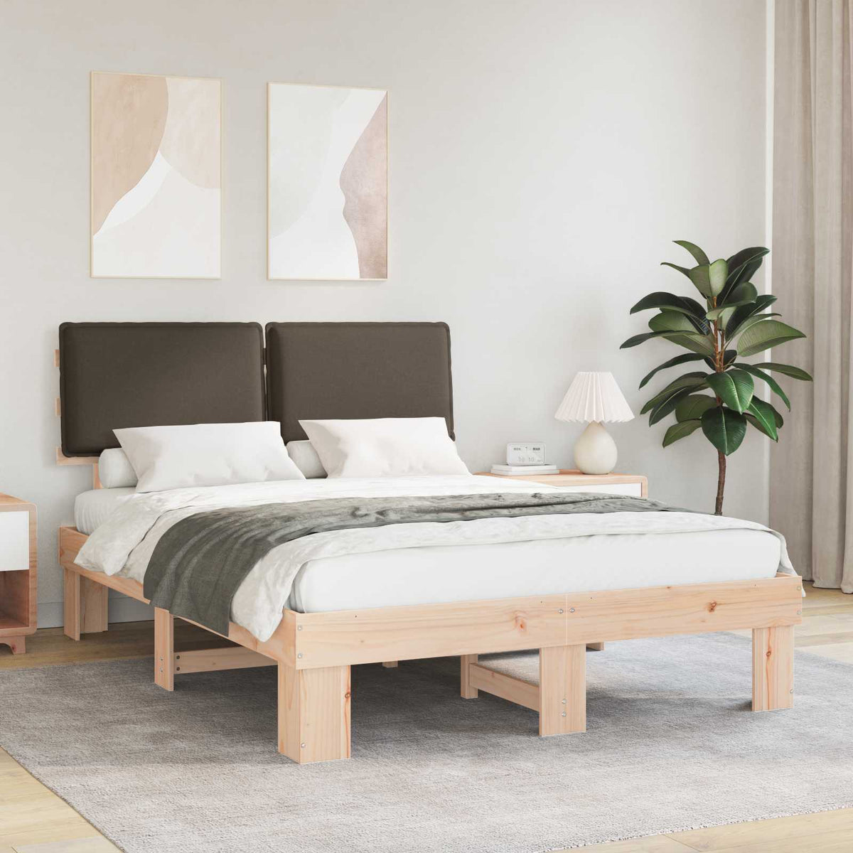Bedframe met Gevoerd Hoofdgedeelte Taupe 160 x 200 cm is nu te koop bij PeponiXL, paradijselijk wonen!