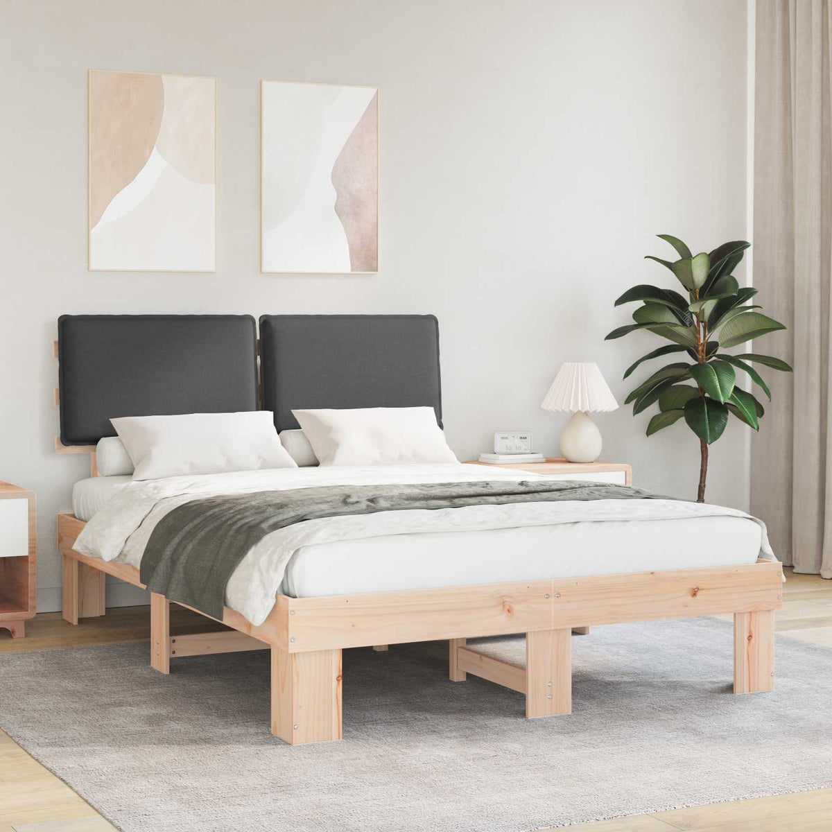 Bedframe met Gevoerd Hoofdgedeelte Donkergrijs 150 x 200 cm is nu te koop bij PeponiXL, paradijselijk wonen!