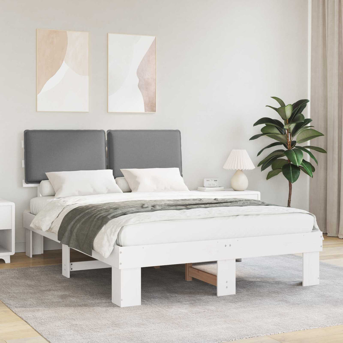 Bedframe met Gevoerd Hoofdgedeelte Lichtgrijs 150 x 200 cm is nu te koop bij PeponiXL, paradijselijk wonen!