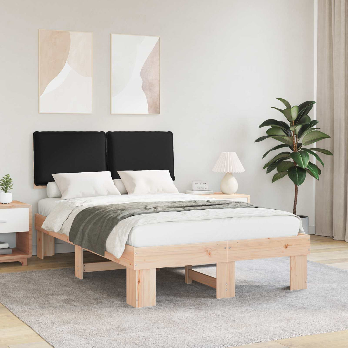 Bedframe met Gevoerd Hoofdgedeelte Zwart 120 x 190 cm is nu te koop bij PeponiXL, paradijselijk wonen!