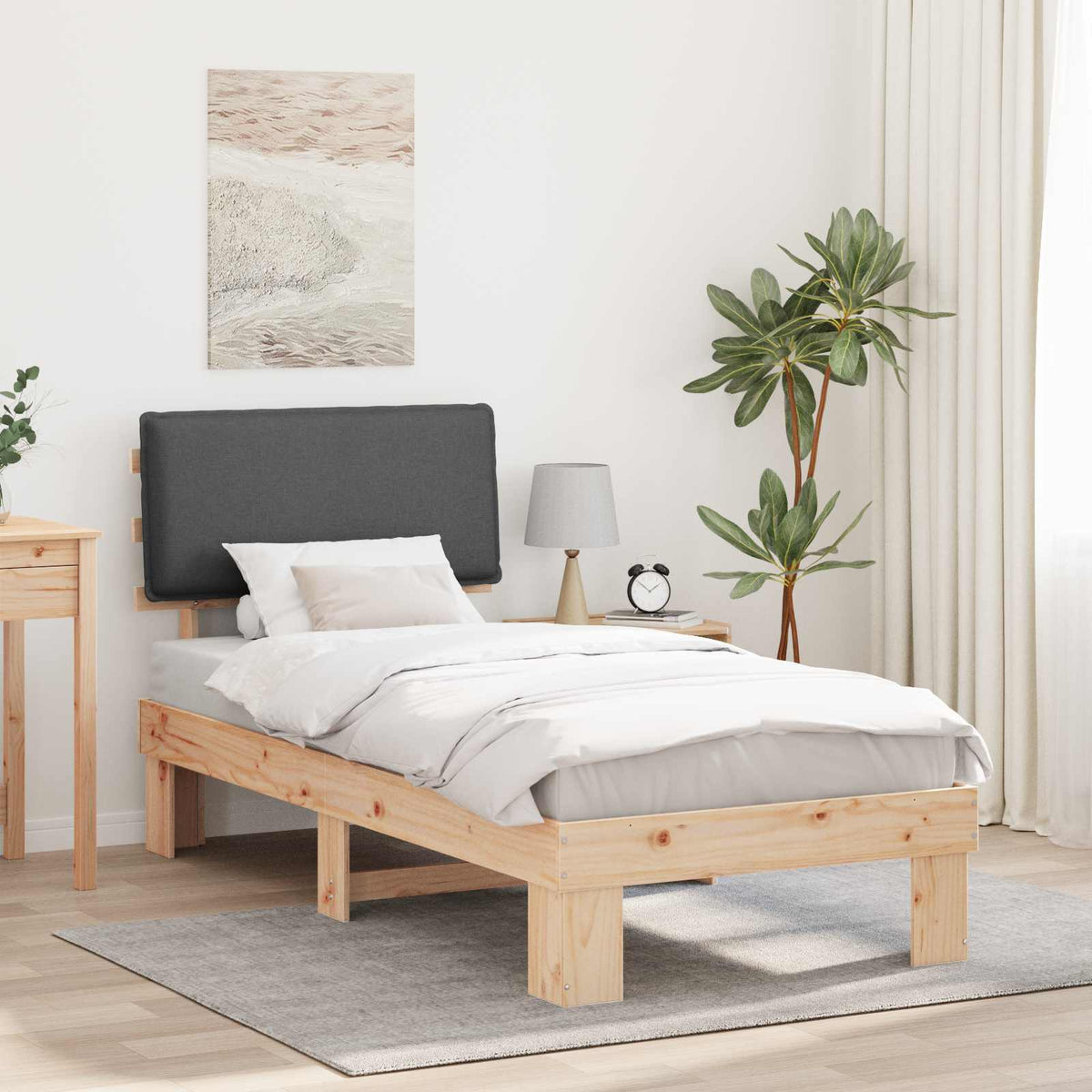 Bedframe met Gevoerd Hoofdgedeelte Donkergrijs 80 x 200 cm is nu te koop bij PeponiXL, paradijselijk wonen!