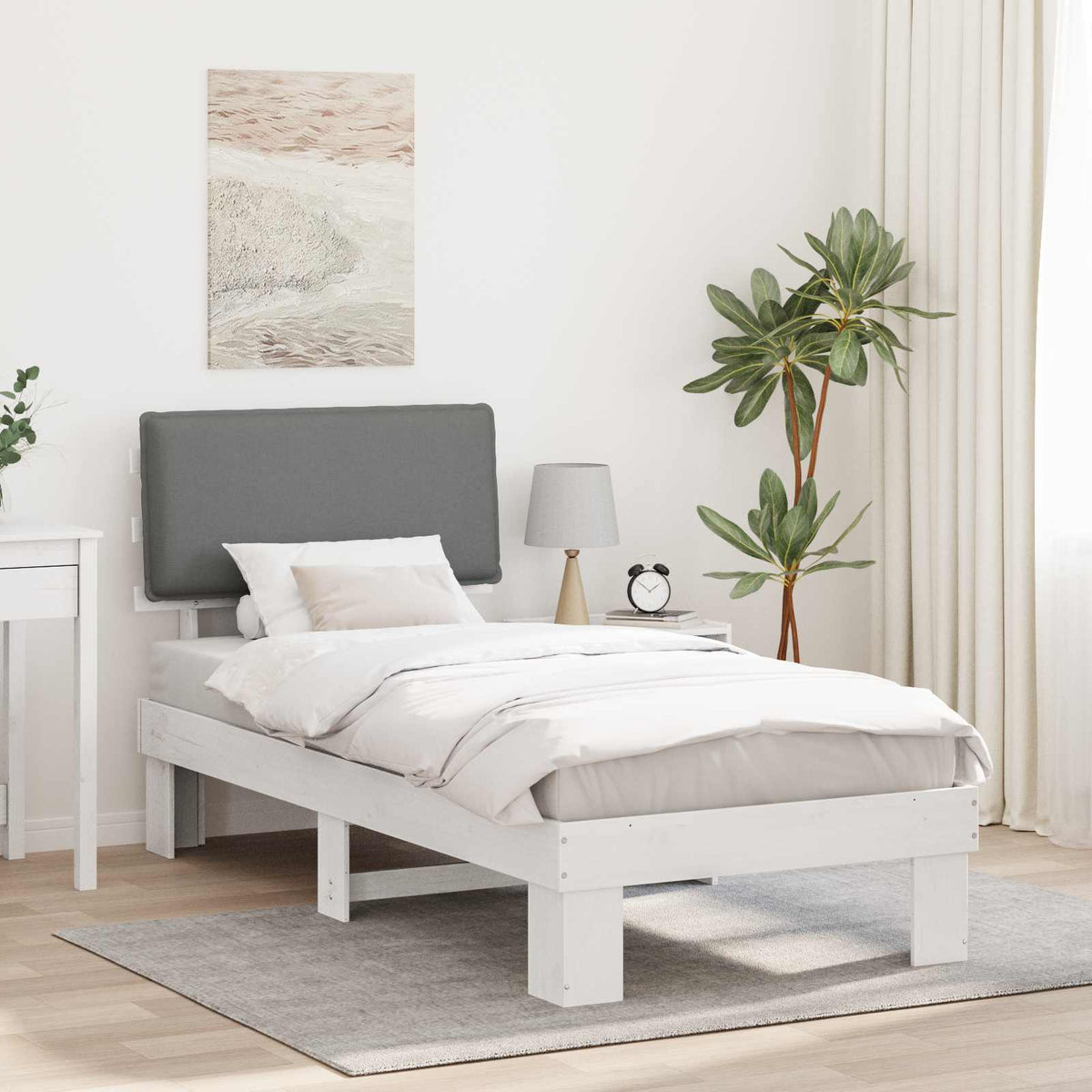 Bedframe met Gevoerd Hoofdgedeelte Lichtgrijs 80 x 200 cm is nu te koop bij PeponiXL, paradijselijk wonen!