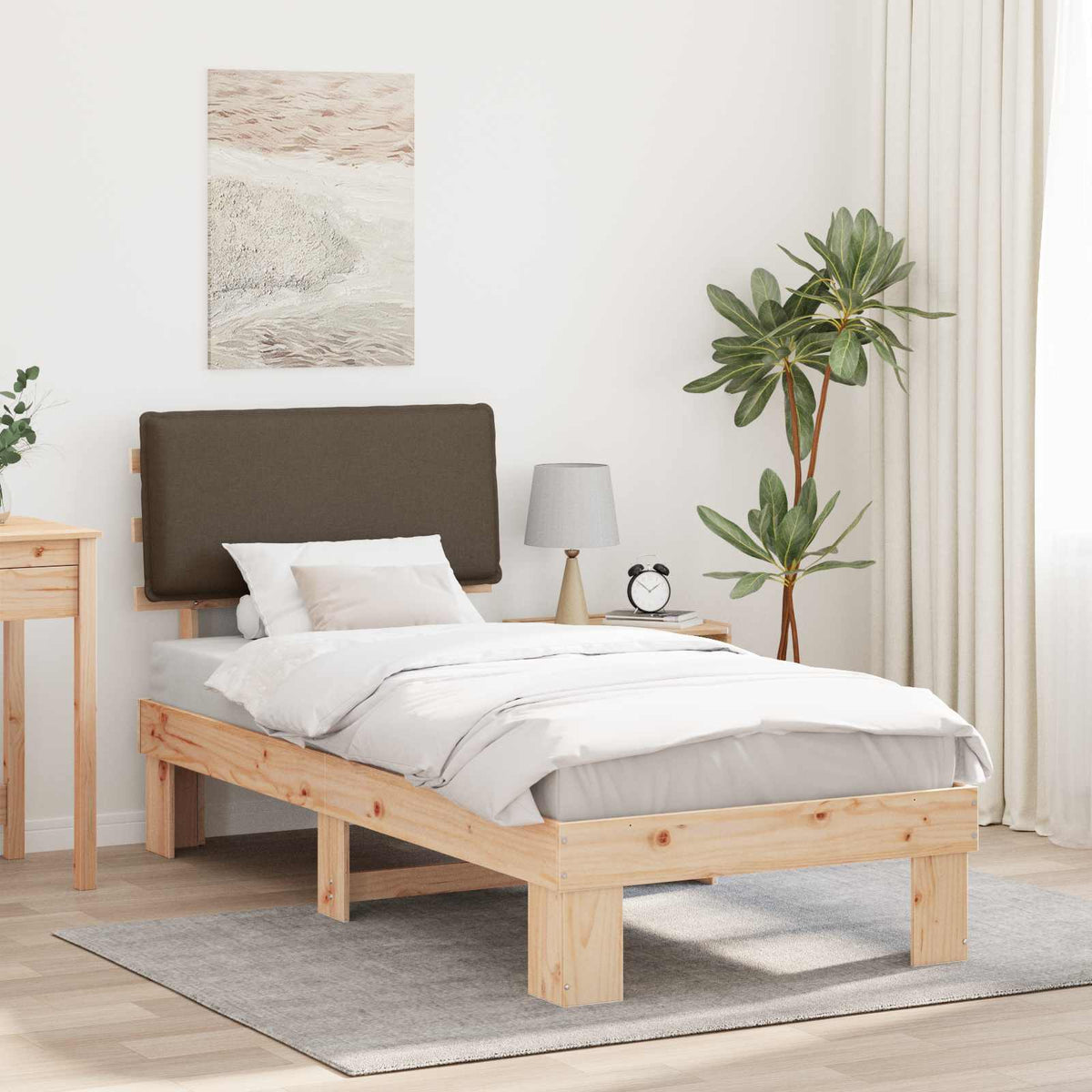 Bedframe met Gevoerd Hoofdgedeelte Taupe 90 x 190 cm is nu te koop bij PeponiXL, paradijselijk wonen!