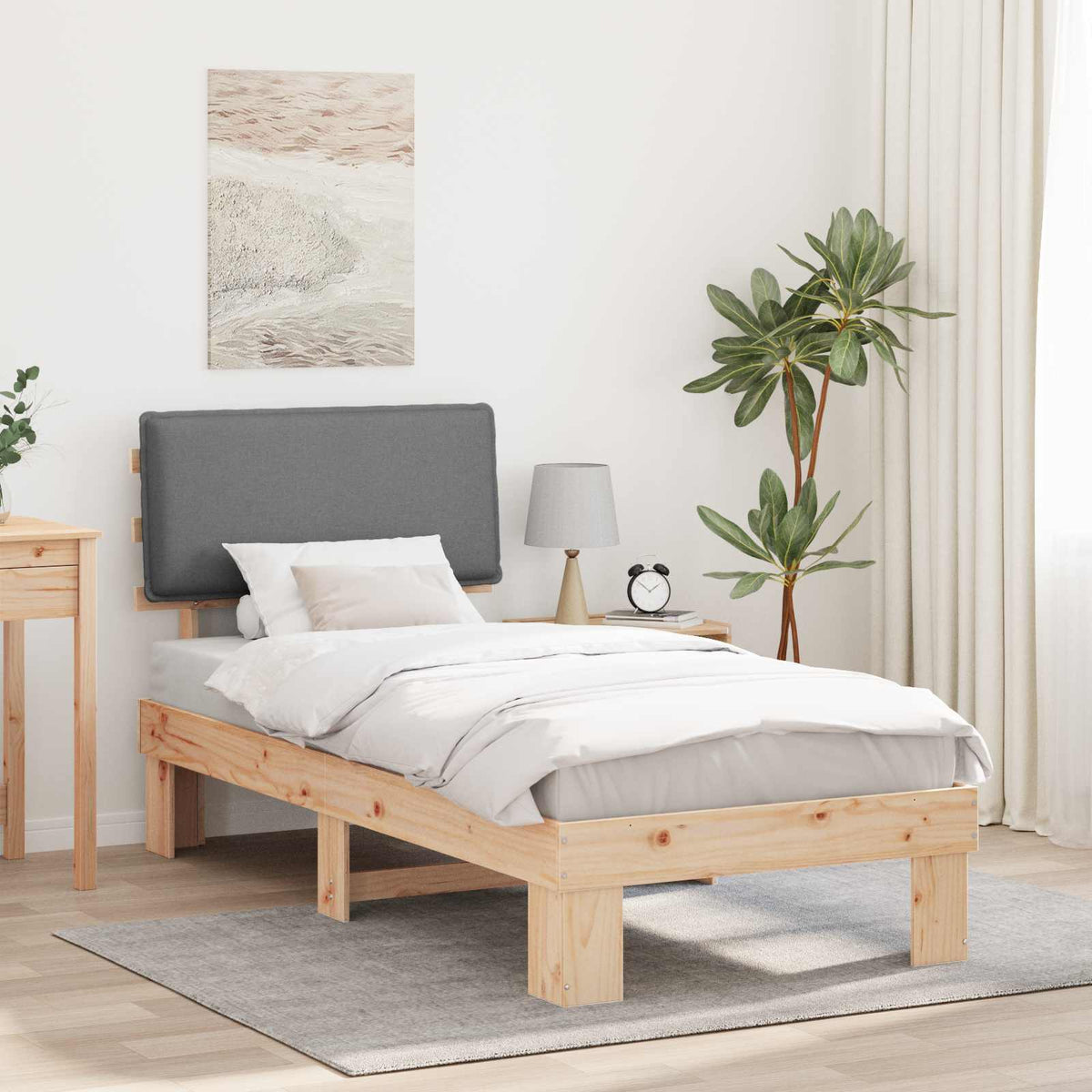 Bedframe met Gevoerd Hoofdgedeelte Lichtgrijs 75 x 190 cm is nu te koop bij PeponiXL, paradijselijk wonen!