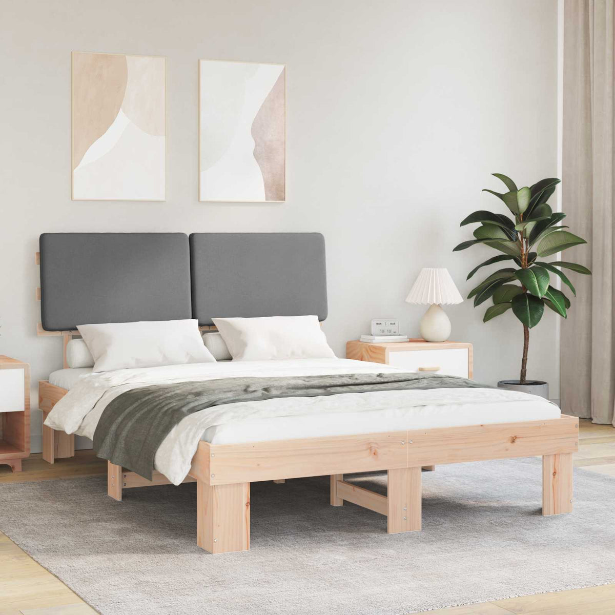 Bedframe met Gevoerd Hoofdgedeelte Lichtgrijs 160 x 200 cm is nu te koop bij PeponiXL, paradijselijk wonen!