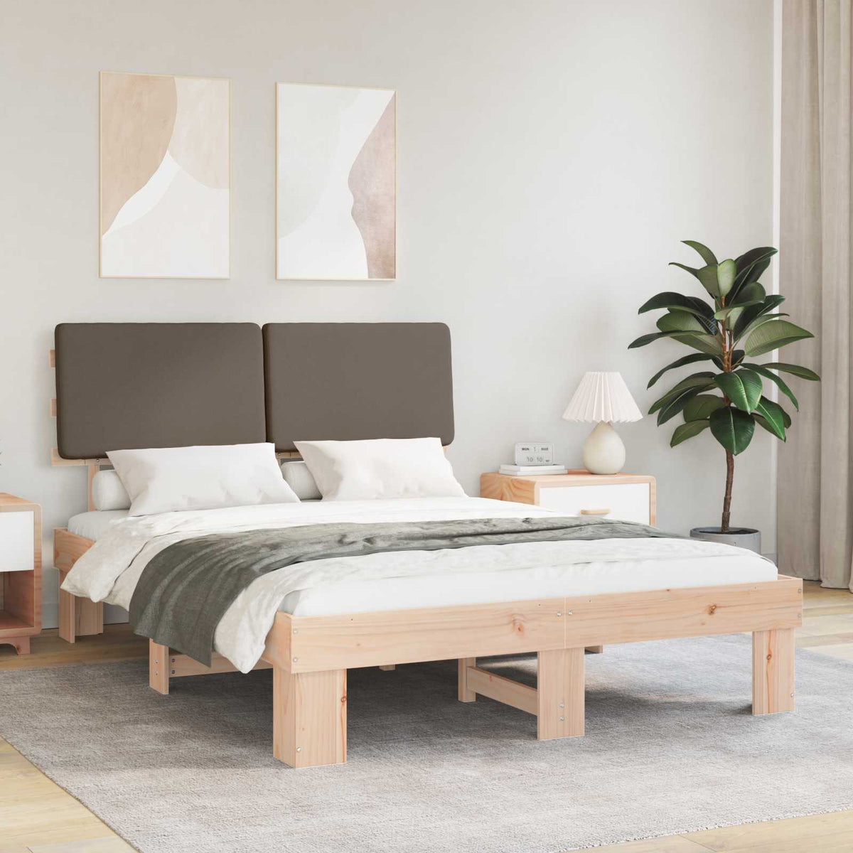 Bedframe met Gevoerd Hoofdgedeelte Taupe 160 x 200 cm is nu te koop bij PeponiXL, paradijselijk wonen!