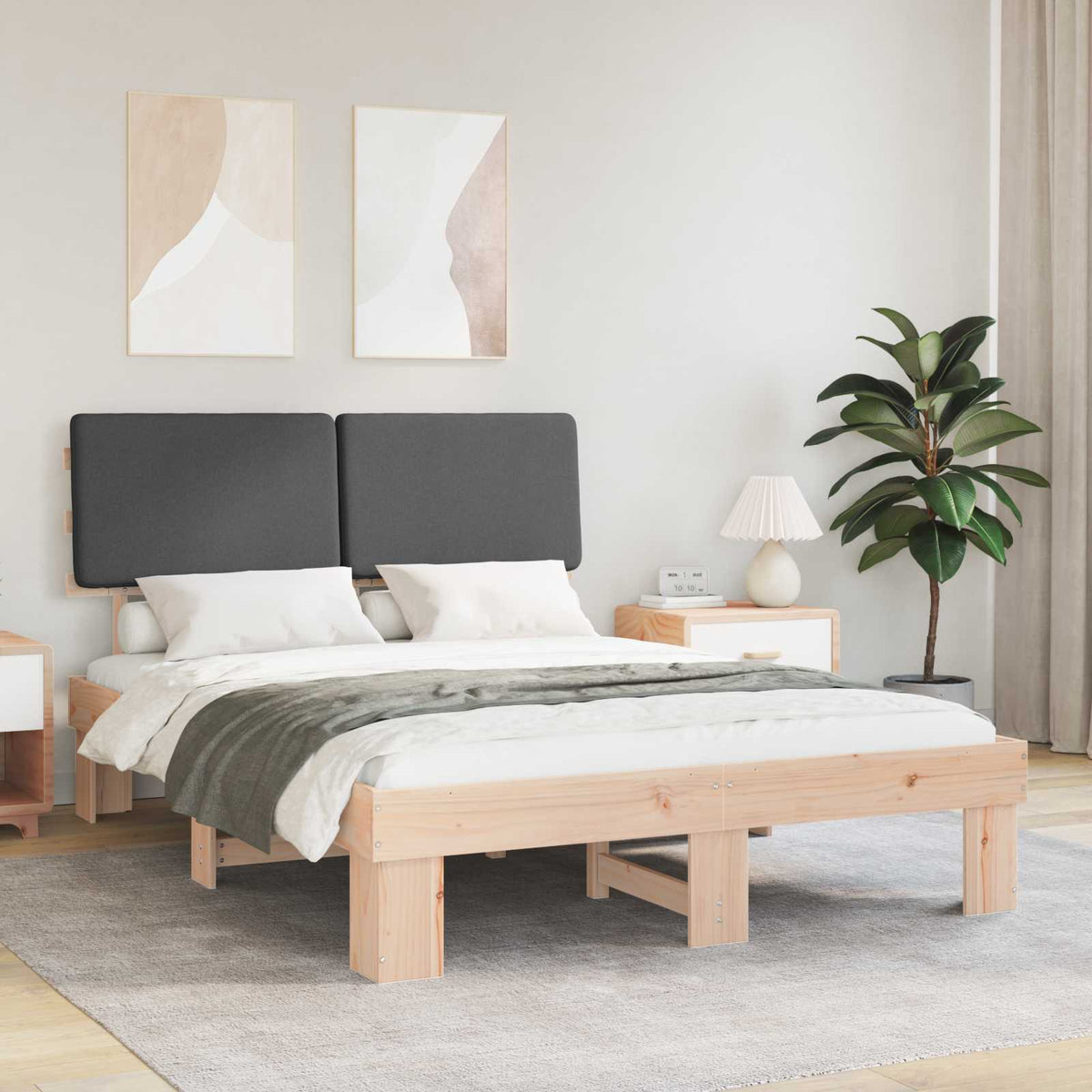 Bedframe met Gevoerd Hoofdgedeelte Donkergrijs 150 x 200 cm is nu te koop bij PeponiXL, paradijselijk wonen!