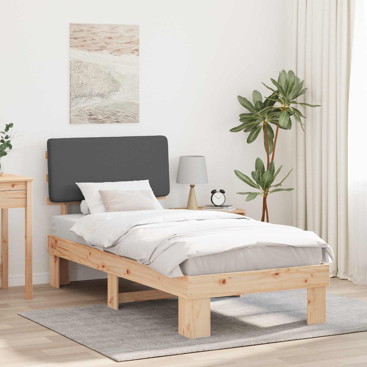 Bedframe met Gevoerd Hoofdgedeelte Donkergrijs 80 x 200 cm is nu te koop bij PeponiXL, paradijselijk wonen!