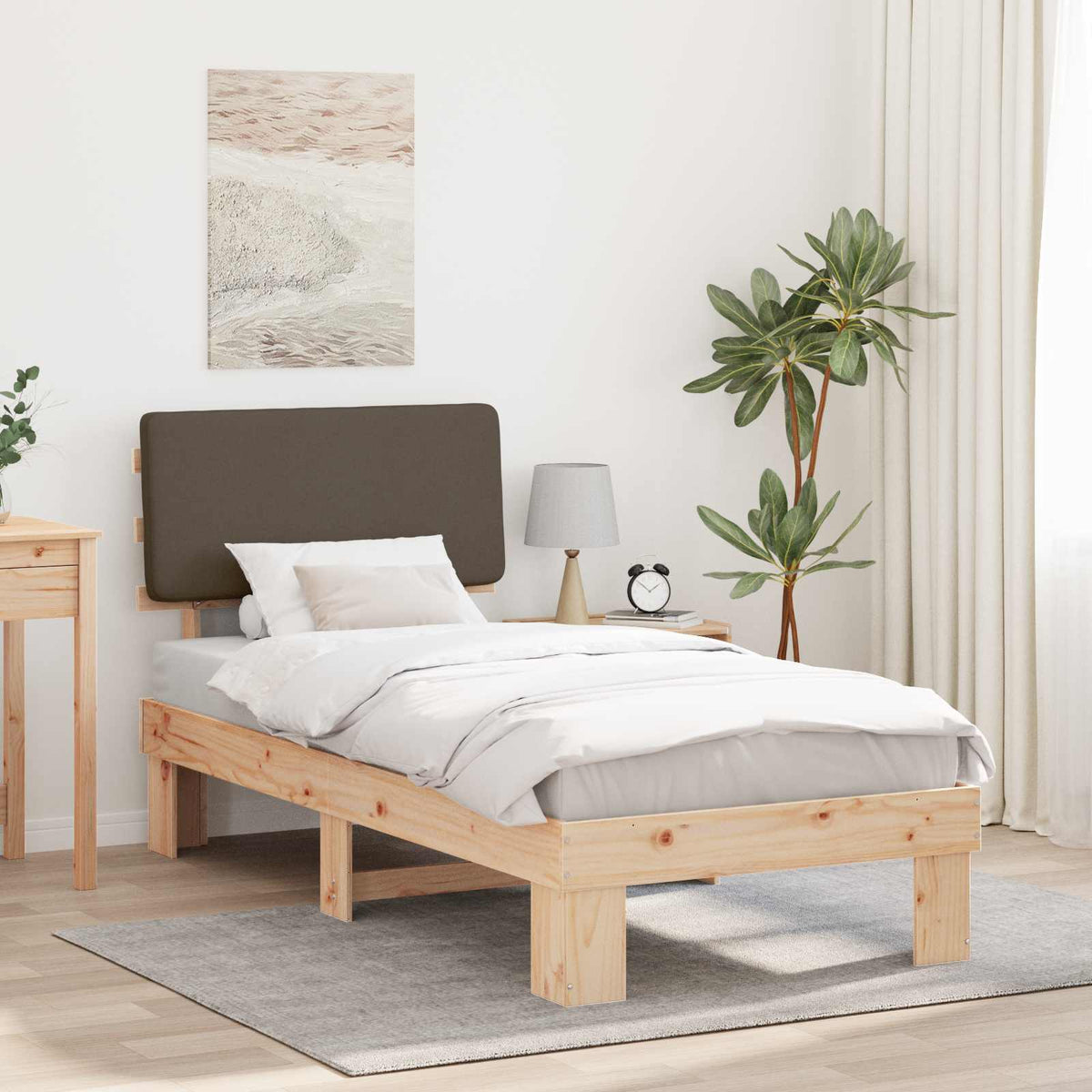 Bedframe met Gevoerd Hoofdgedeelte Taupe 80 x 200 cm is nu te koop bij PeponiXL, paradijselijk wonen!