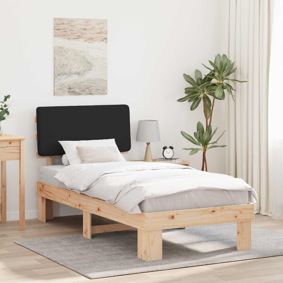 Bedframe met Gevoerd Hoofdgedeelte Zwart 90 x 190 cm is nu te koop bij PeponiXL, paradijselijk wonen!