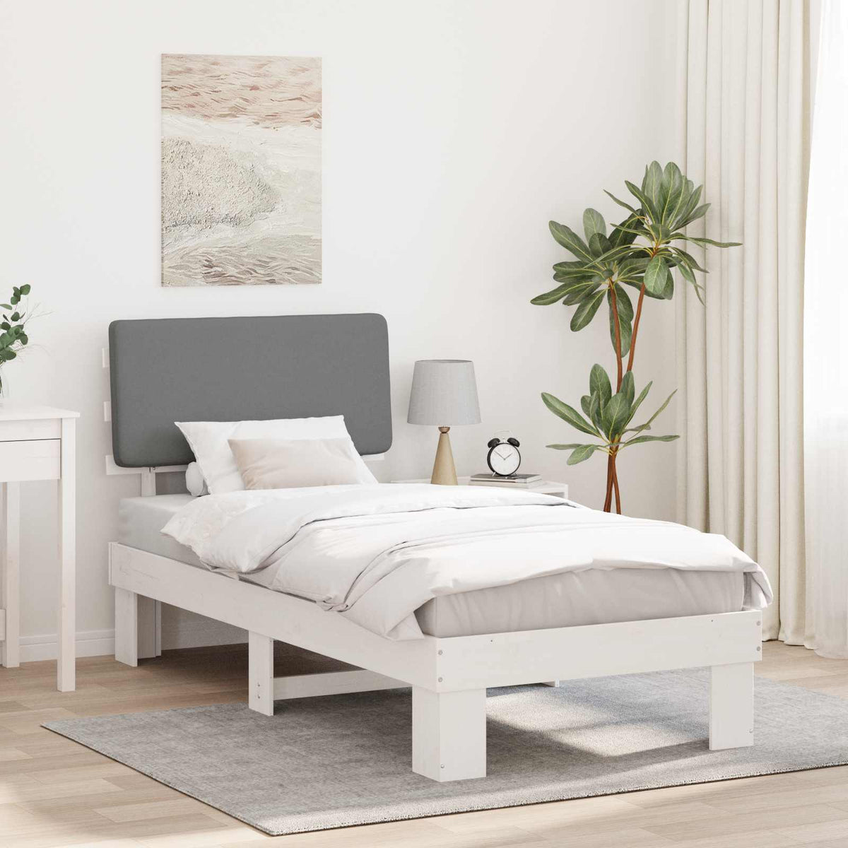 Bedframe met Gevoerd Hoofdgedeelte Lichtgrijs 90 x 190 cm is nu te koop bij PeponiXL, paradijselijk wonen!