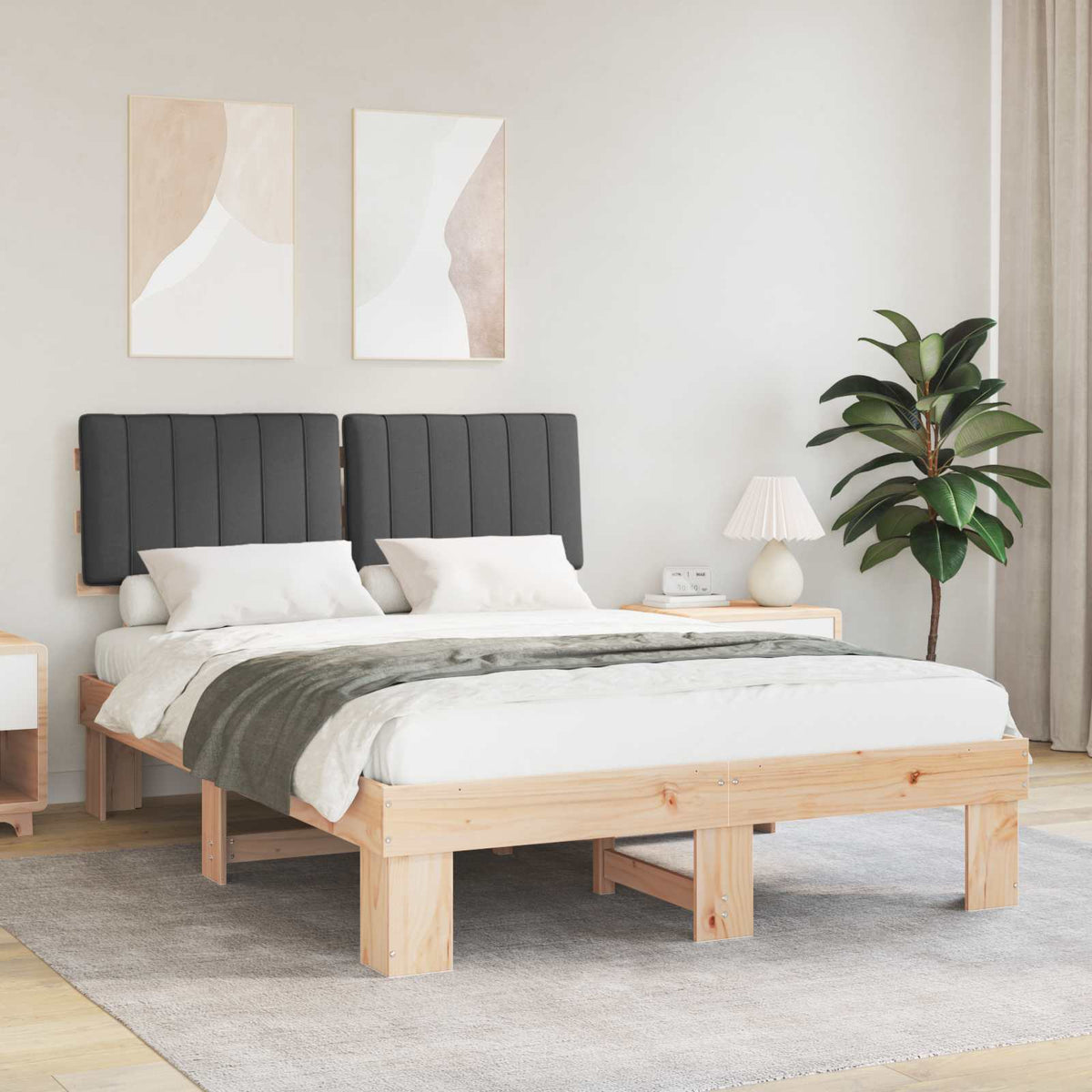 Bedframe met Gevoerd Hoofdgedeelte Donkergrijs 140 x 200 cm is nu te koop bij PeponiXL, paradijselijk wonen!