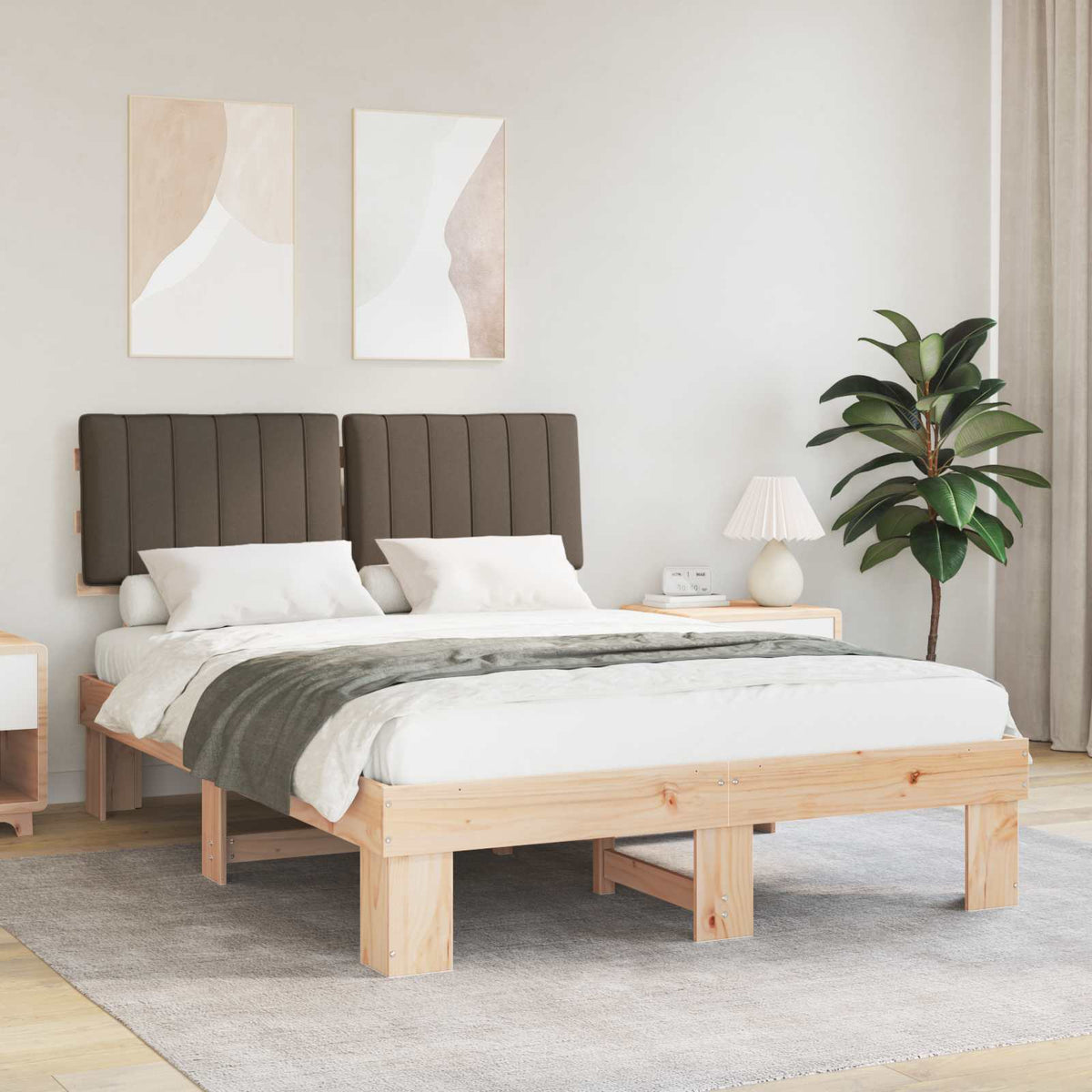 Bedframe met Gevoerd Hoofdgedeelte Taupe 140 x 200 cm is nu te koop bij PeponiXL, paradijselijk wonen!