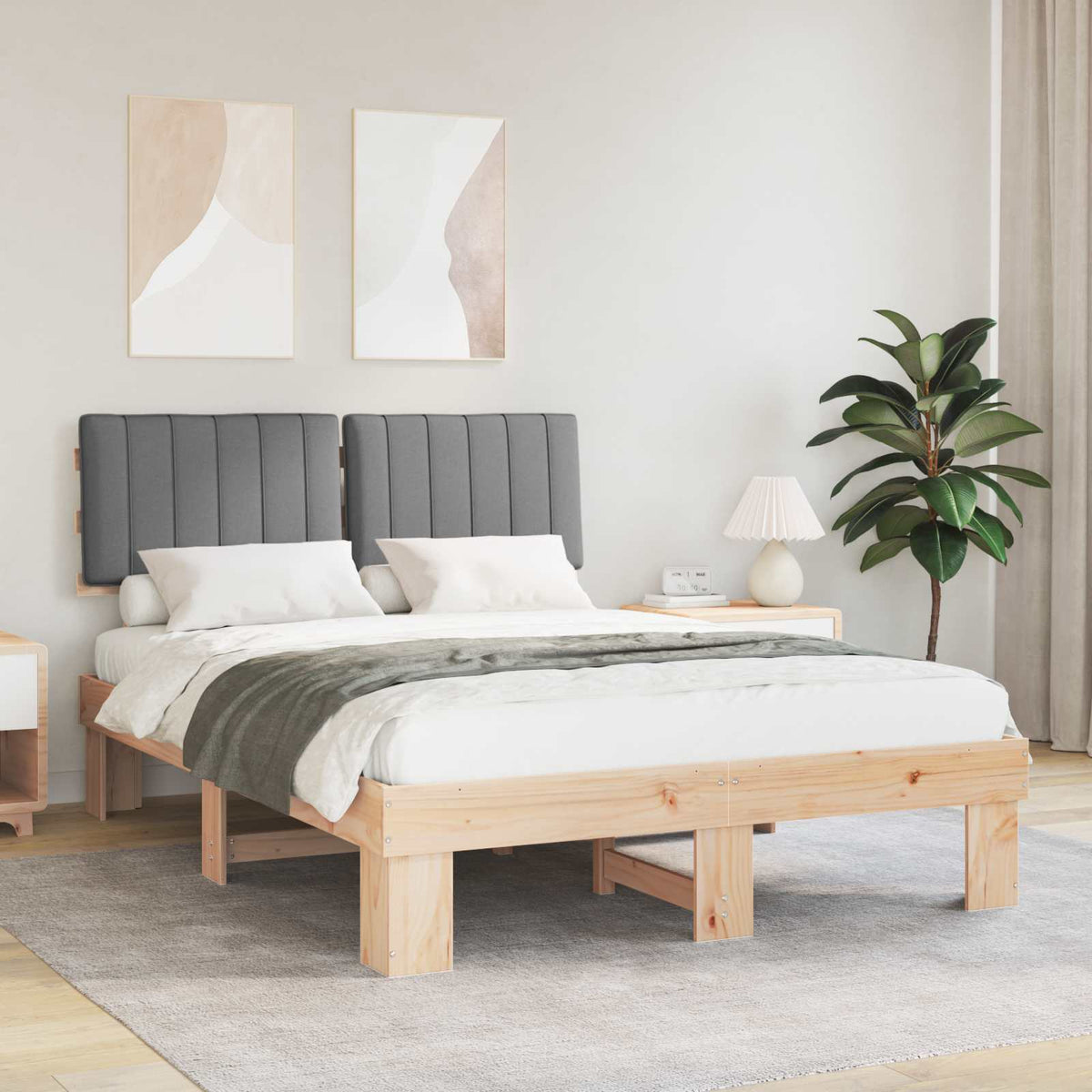 Bedframe met Gevoerd Hoofdgedeelte Lichtgrijs 135 x 190 cm is nu te koop bij PeponiXL, paradijselijk wonen!