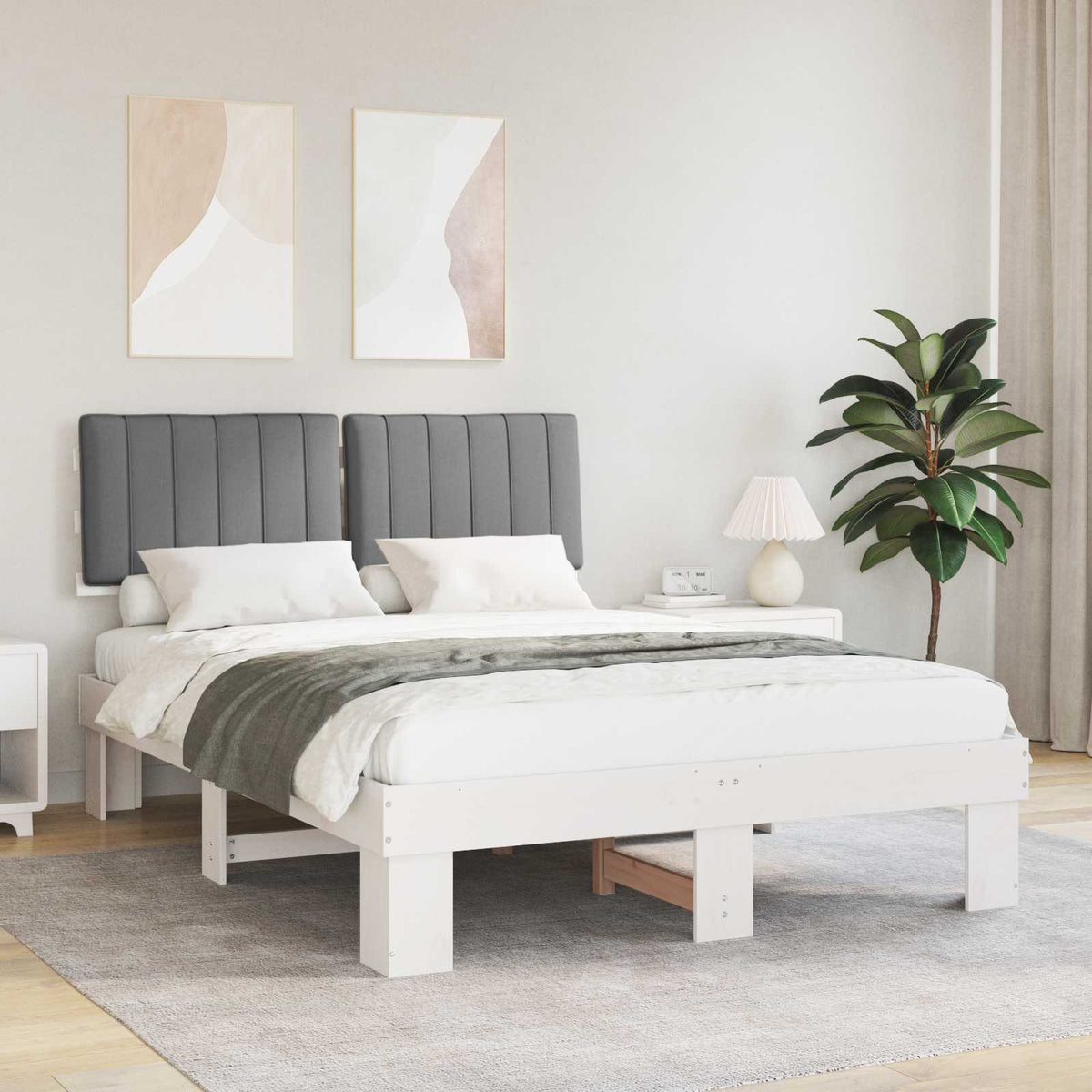 Bedframe met Gevoerd Hoofdgedeelte Lichtgrijs 135 x 190 cm is nu te koop bij PeponiXL, paradijselijk wonen!
