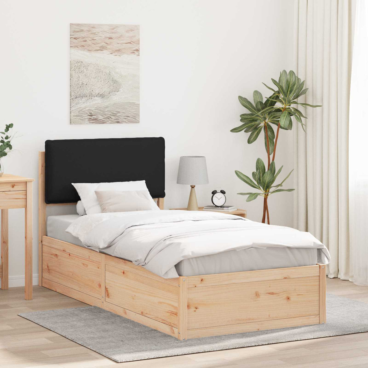 Bedframe met Gevoerd Hoofdgedeelte Zwart 100 x 200 cm is nu te koop bij PeponiXL, paradijselijk wonen!
