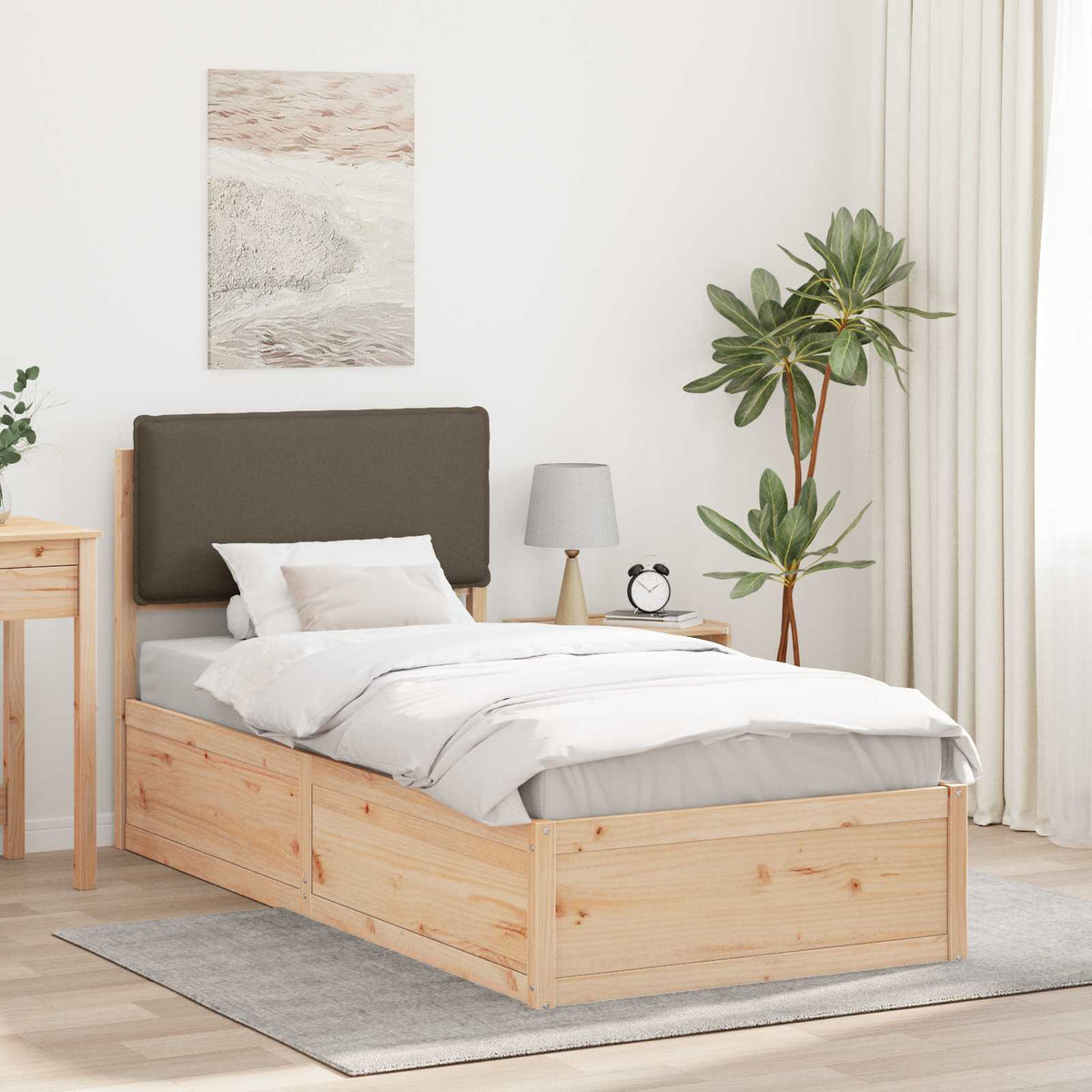 Bedframe met Gevoerd Hoofdgedeelte Taupe 100 x 200 cm is nu te koop bij PeponiXL, paradijselijk wonen!