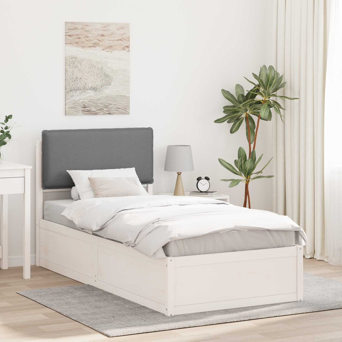 Bedframe met Gevoerd Hoofdgedeelte Lichtgrijs 90 x 200 cm is nu te koop bij PeponiXL, paradijselijk wonen!