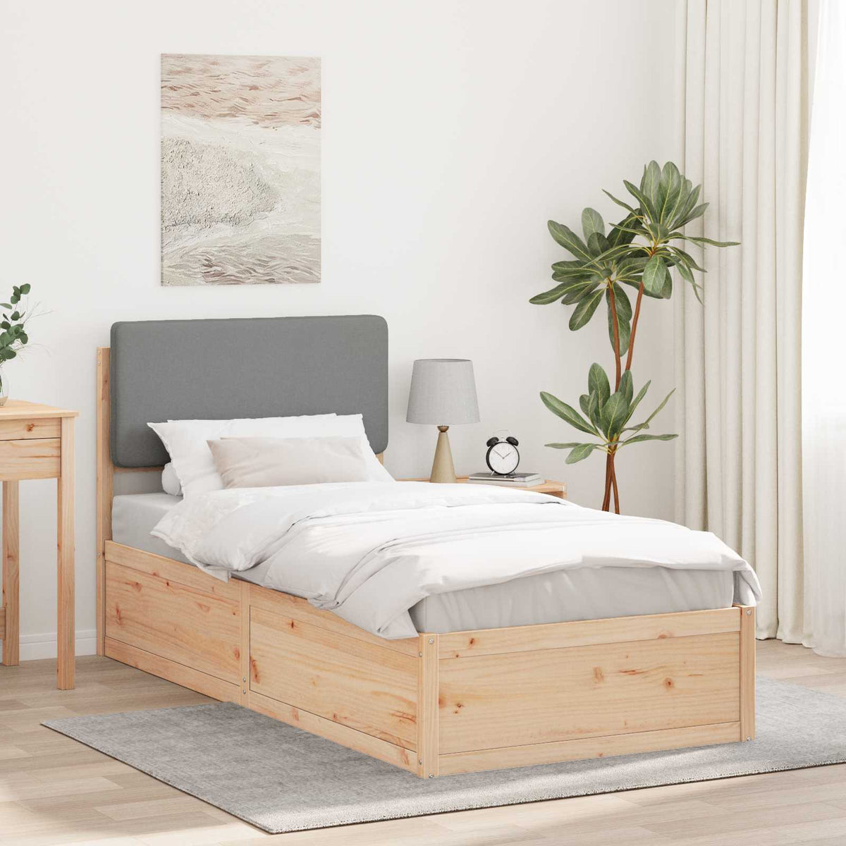 Bedframe met Gevoerd Hoofdgedeelte Lichtgrijs 100 x 200 cm is nu te koop bij PeponiXL, paradijselijk wonen!