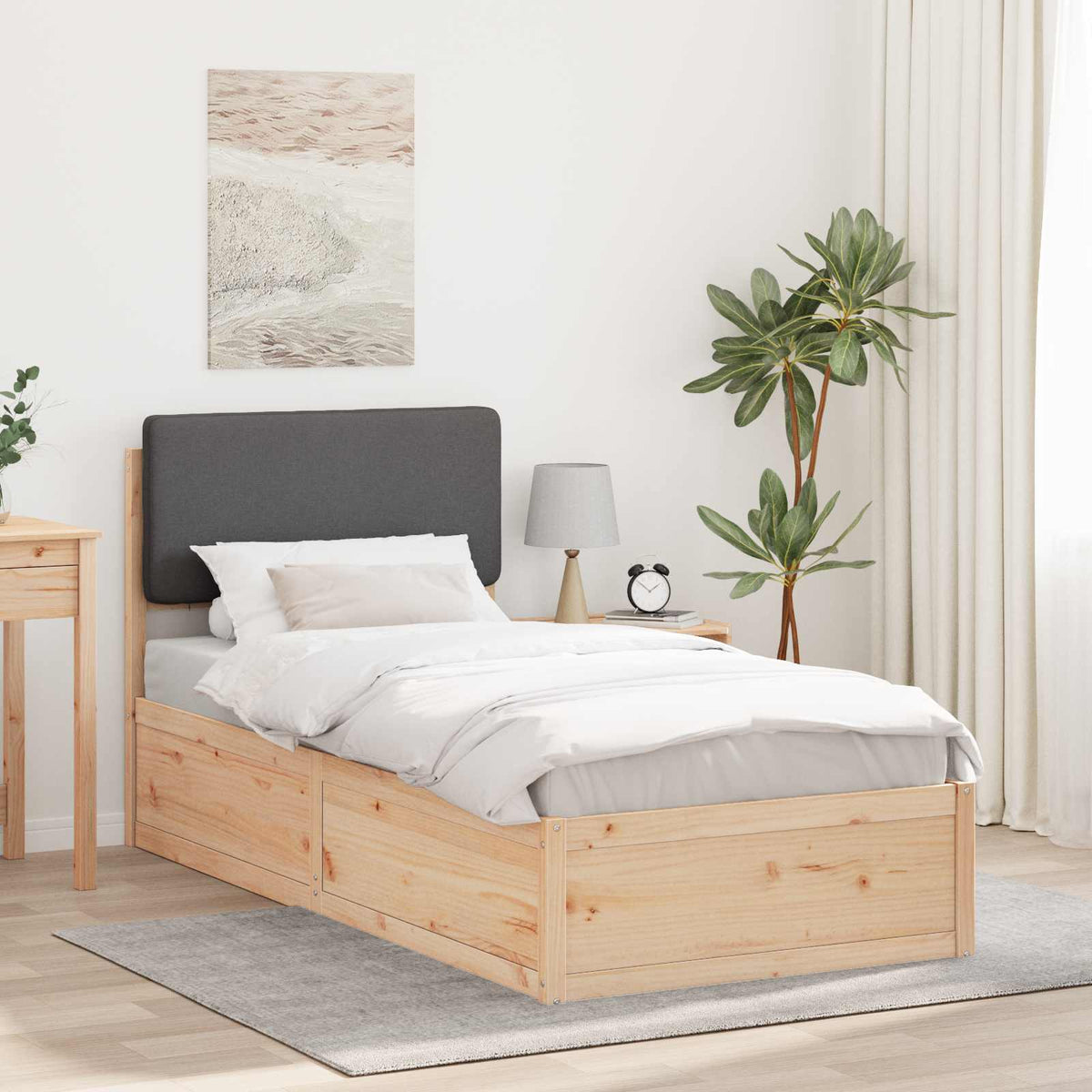 Bedframe met Gevoerd Hoofdgedeelte Donkergrijs 90 x 200 cm is nu te koop bij PeponiXL, paradijselijk wonen!