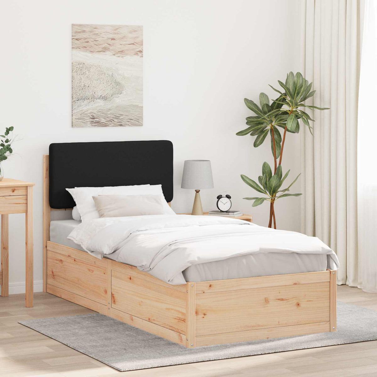 Bedframe met Gevoerd Hoofdgedeelte Zwart 80 x 200 cm is nu te koop bij PeponiXL, paradijselijk wonen!