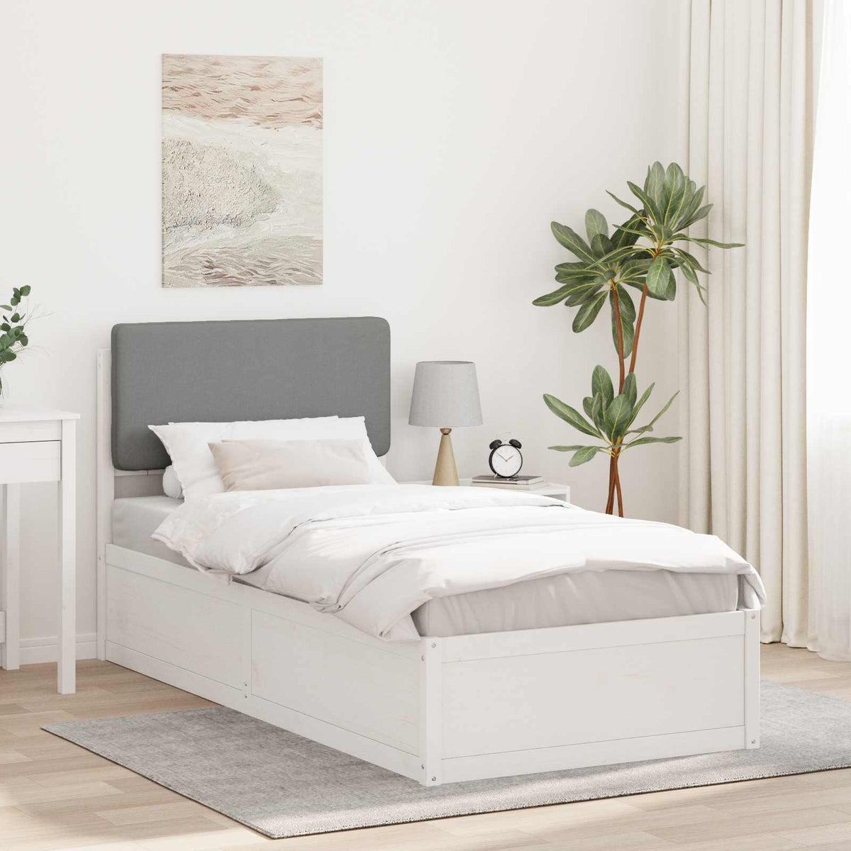 Bedframe met Gevoerd Hoofdgedeelte Lichtgrijs 80 x 200 cm is nu te koop bij PeponiXL, paradijselijk wonen!