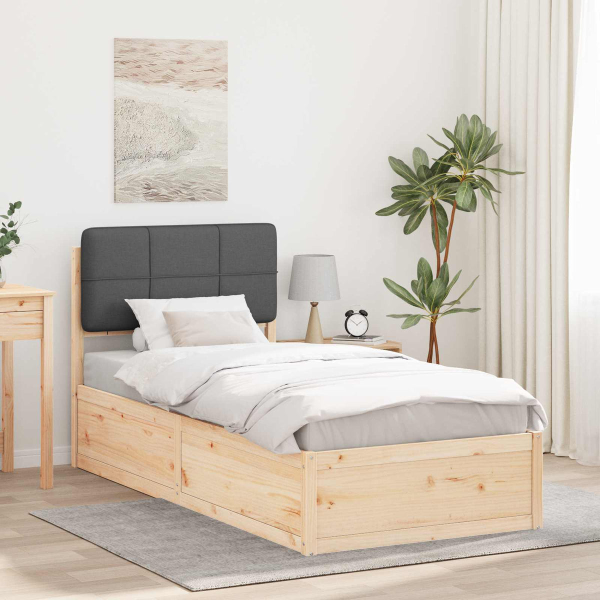 Bedframe met Gevoerd Hoofdgedeelte Donkergrijs 100 x 200 cm is nu te koop bij PeponiXL, paradijselijk wonen!