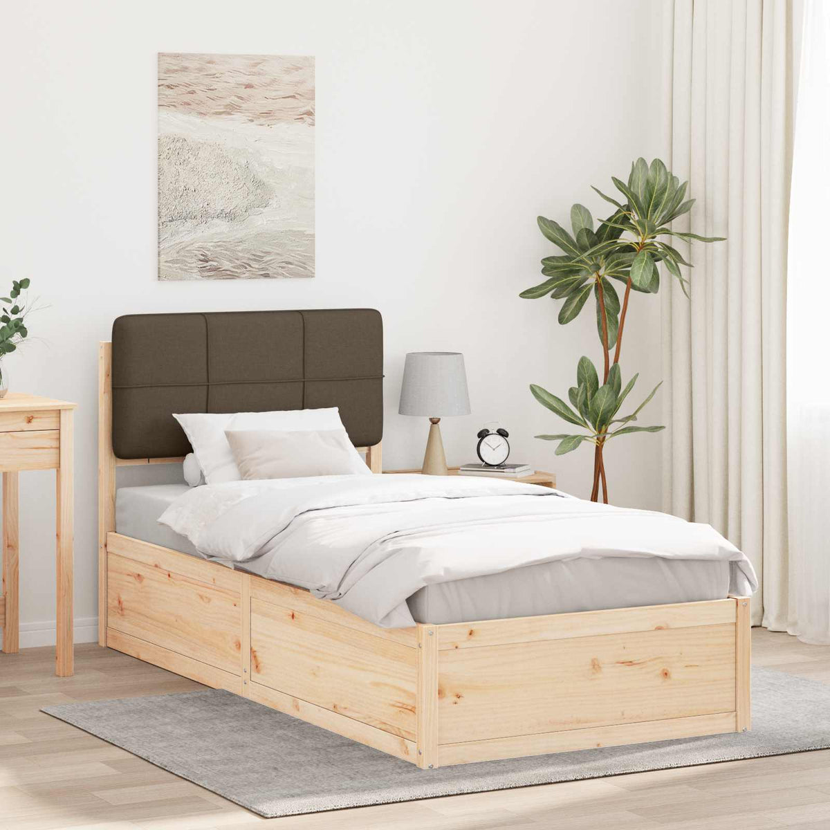 Bedframe met Gevoerd Hoofdgedeelte Taupe 100 x 200 cm is nu te koop bij PeponiXL, paradijselijk wonen!