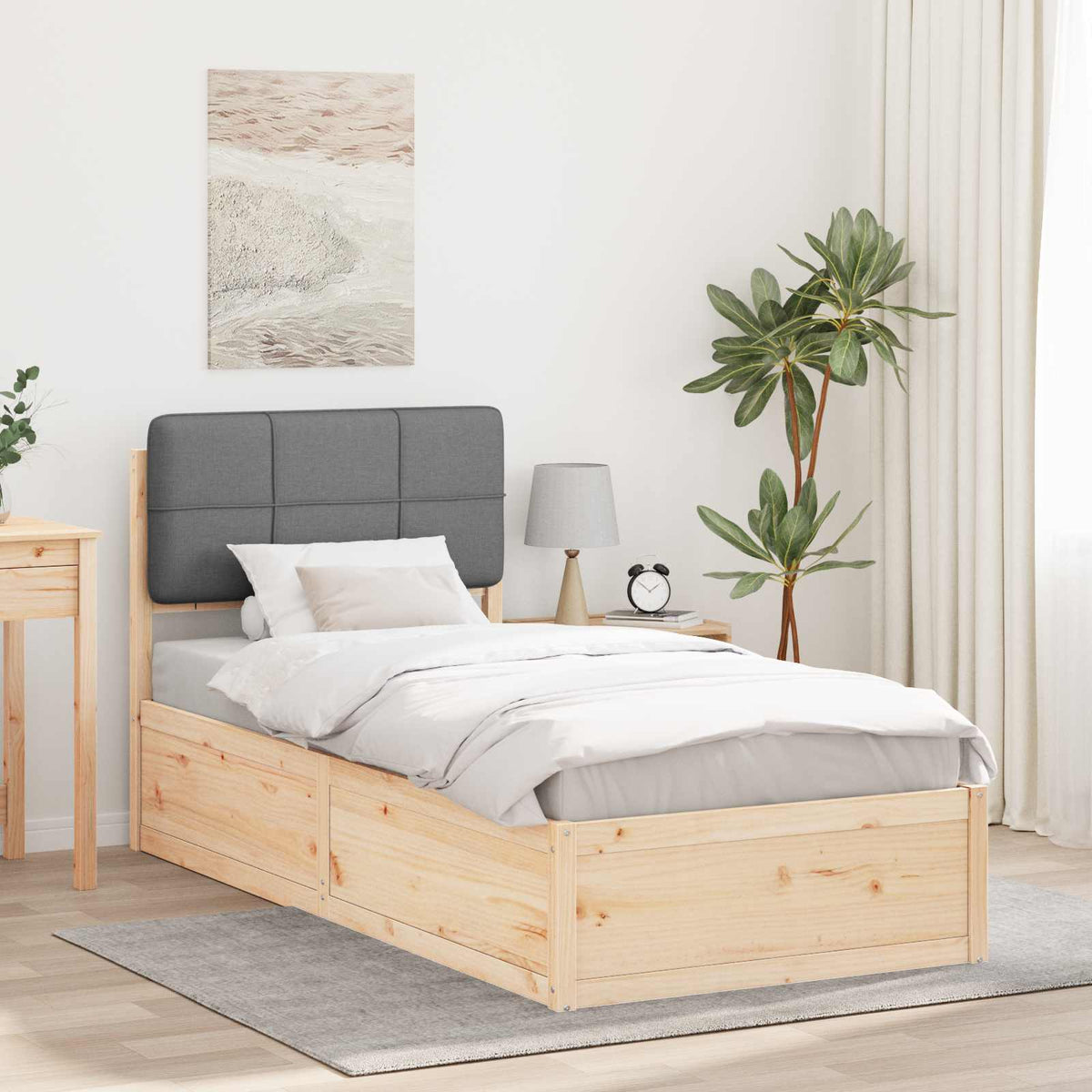 Bedframe met Gevoerd Hoofdgedeelte Lichtgrijs 90 x 190 cm is nu te koop bij PeponiXL, paradijselijk wonen!