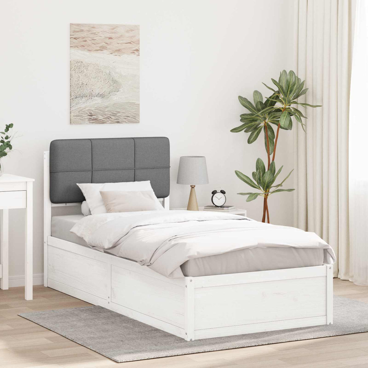 Bedframe met Gevoerd Hoofdgedeelte Lichtgrijs 90 x 190 cm is nu te koop bij PeponiXL, paradijselijk wonen!