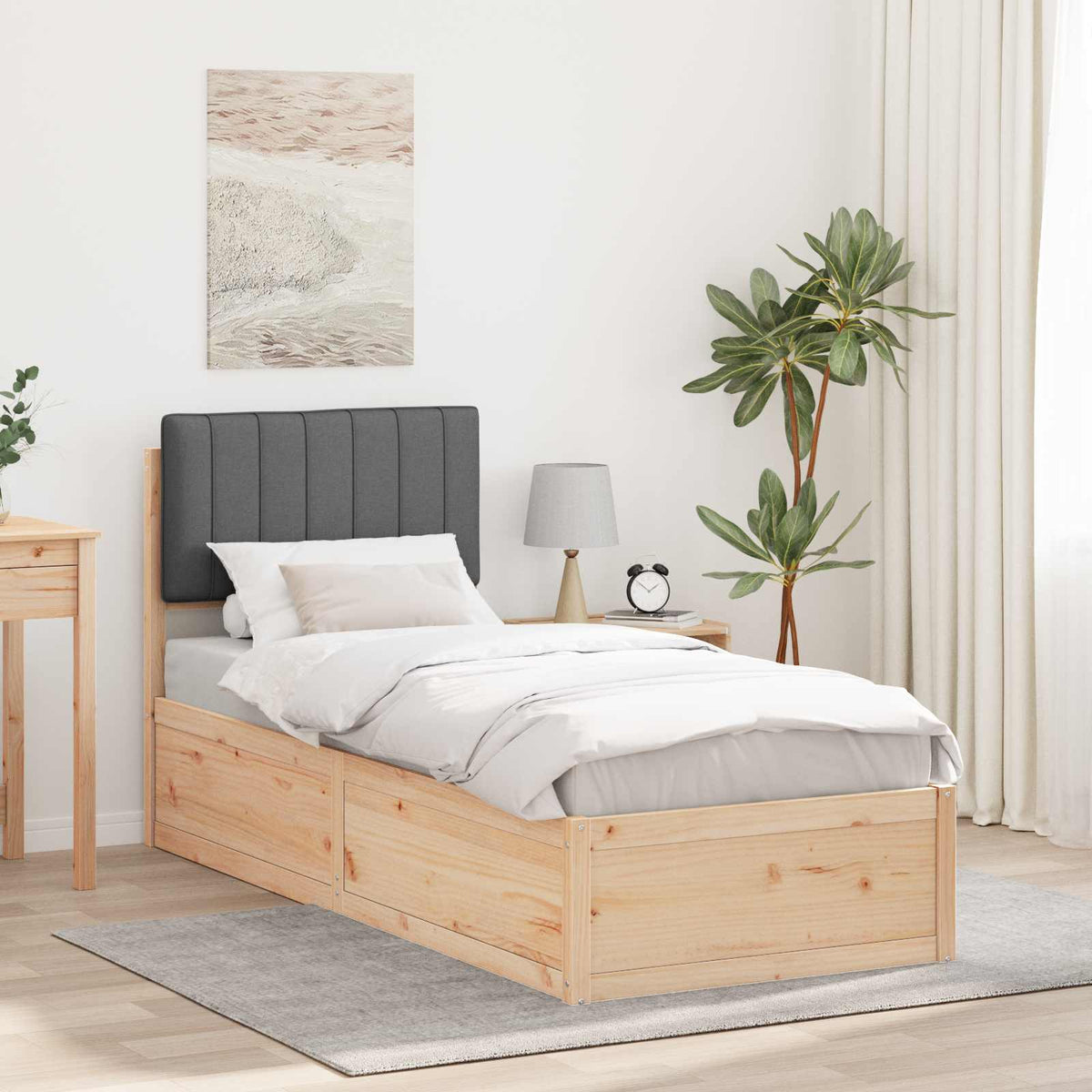 Bedframe met Gevoerd Hoofdgedeelte Donkergrijs 80 x 200 cm is nu te koop bij PeponiXL, paradijselijk wonen!