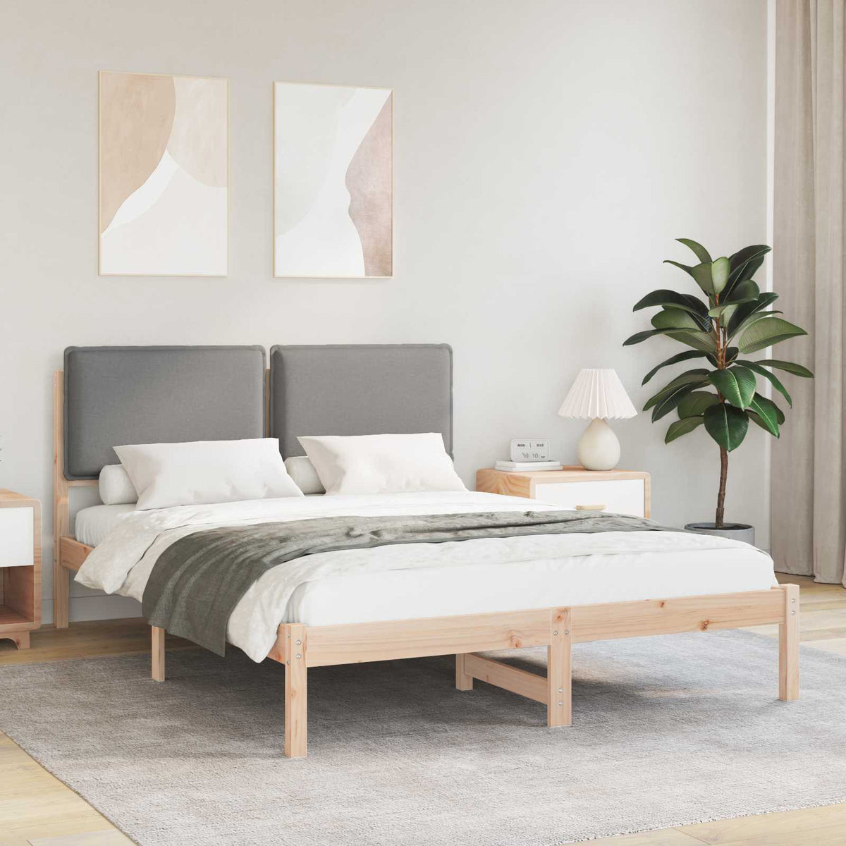 Bedframe met Gevoerd Hoofdgedeelte Lichtgrijs 140 x 190 cm is nu te koop bij PeponiXL, paradijselijk wonen!