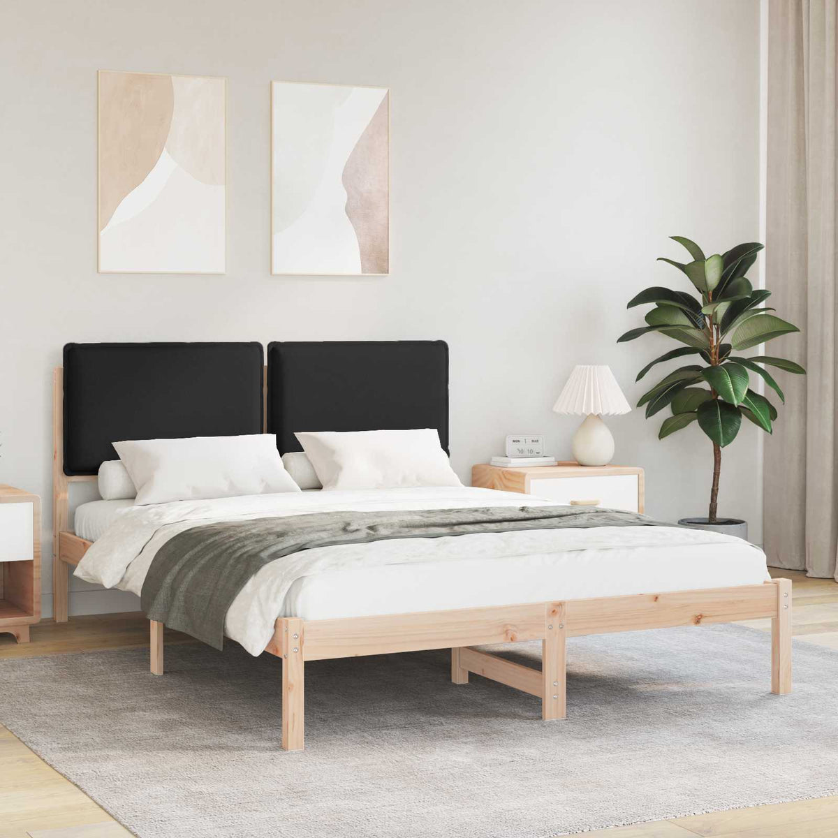 Bedframe met Gevoerd Hoofdgedeelte Zwart 135 x 190 cm is nu te koop bij PeponiXL, paradijselijk wonen!